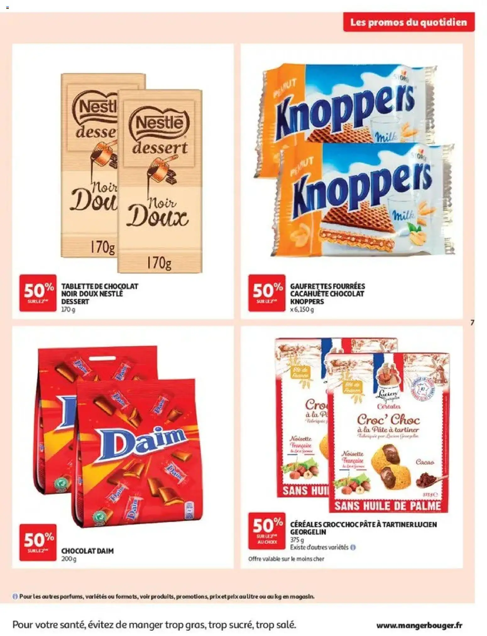 Prévisualisation de Auchan - Les promos du moment du magasin Auchan formulaire valide 27/10/2026 - Chocolat, Pâte, Huile, Cacao, Chocolat noir, Pâte à tartiner, Chocolat dessert, Knoppers