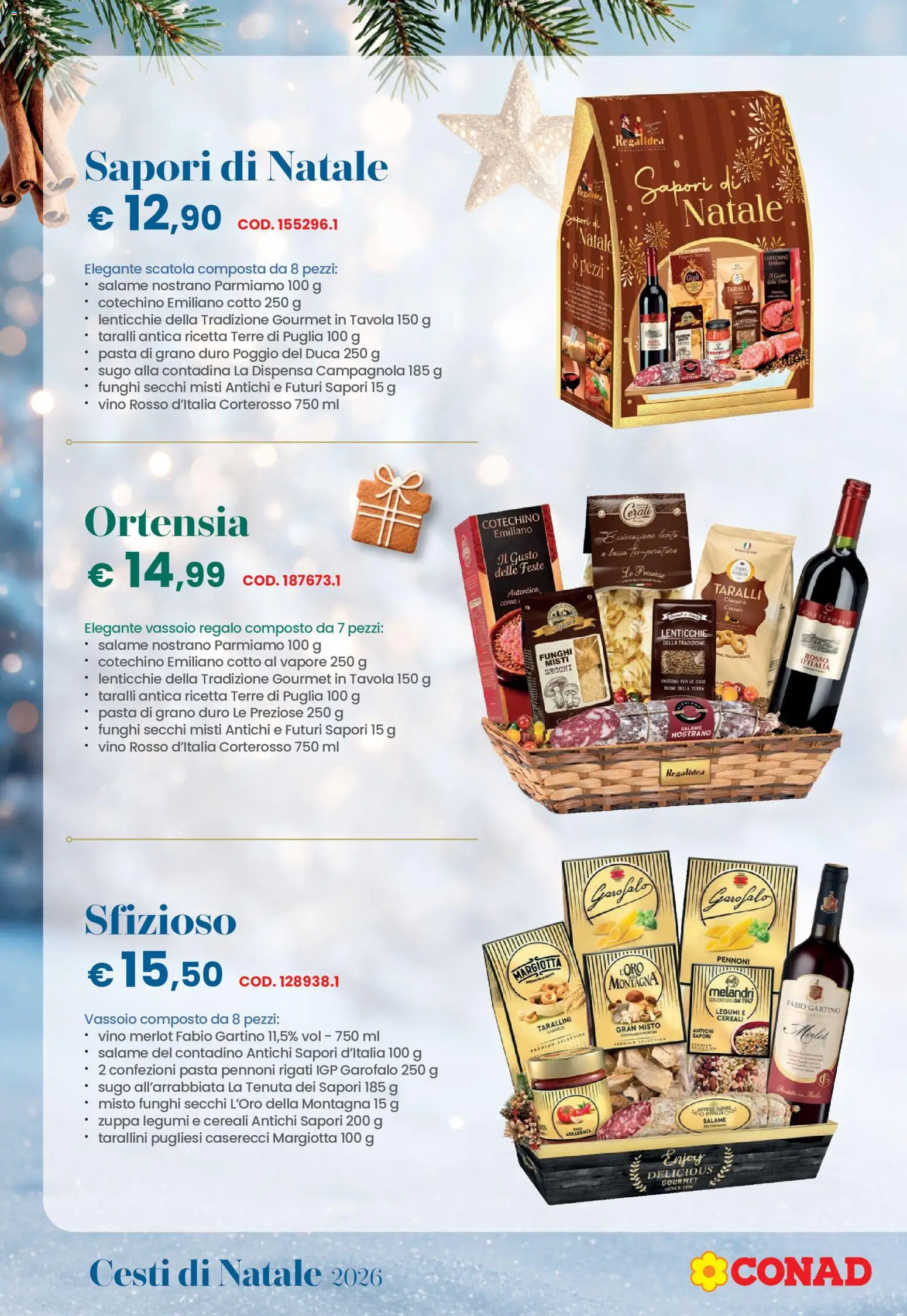Anteprima dell'opuscolo Conad volantino Natale Lombardia dal negozio Conad valido da 26/10/2026 - Lenticchie, Cereali, Cotechino, Salame, Sugo, Scatola, Vassoio, Funghi secchi