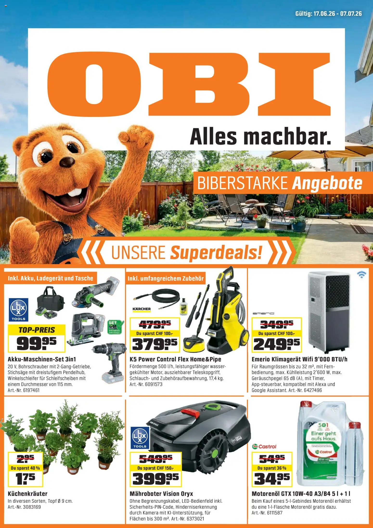 Vorschau des Merkblatts ALLES MACHBAR. BIBERSTARKE ANGEBOTE. vom Shop OBI gültig von 16.06.2026 bis 07.07.2026