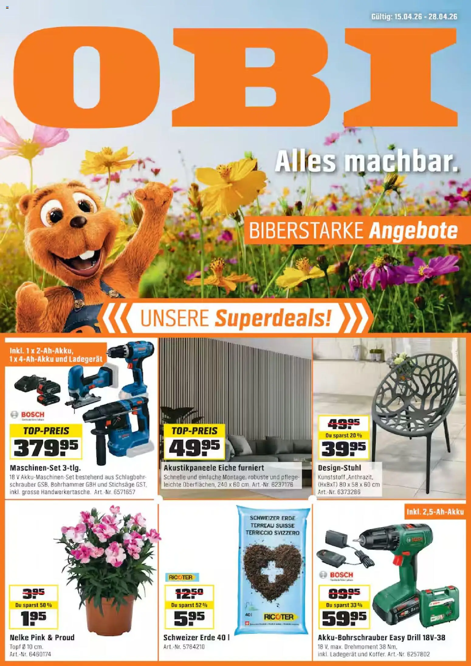 Vorschau des Merkblatts OBI aktionen vom Shop OBI gültig von 15.04.2026 bis 28.04.2026 - Bosch, Ladegerät