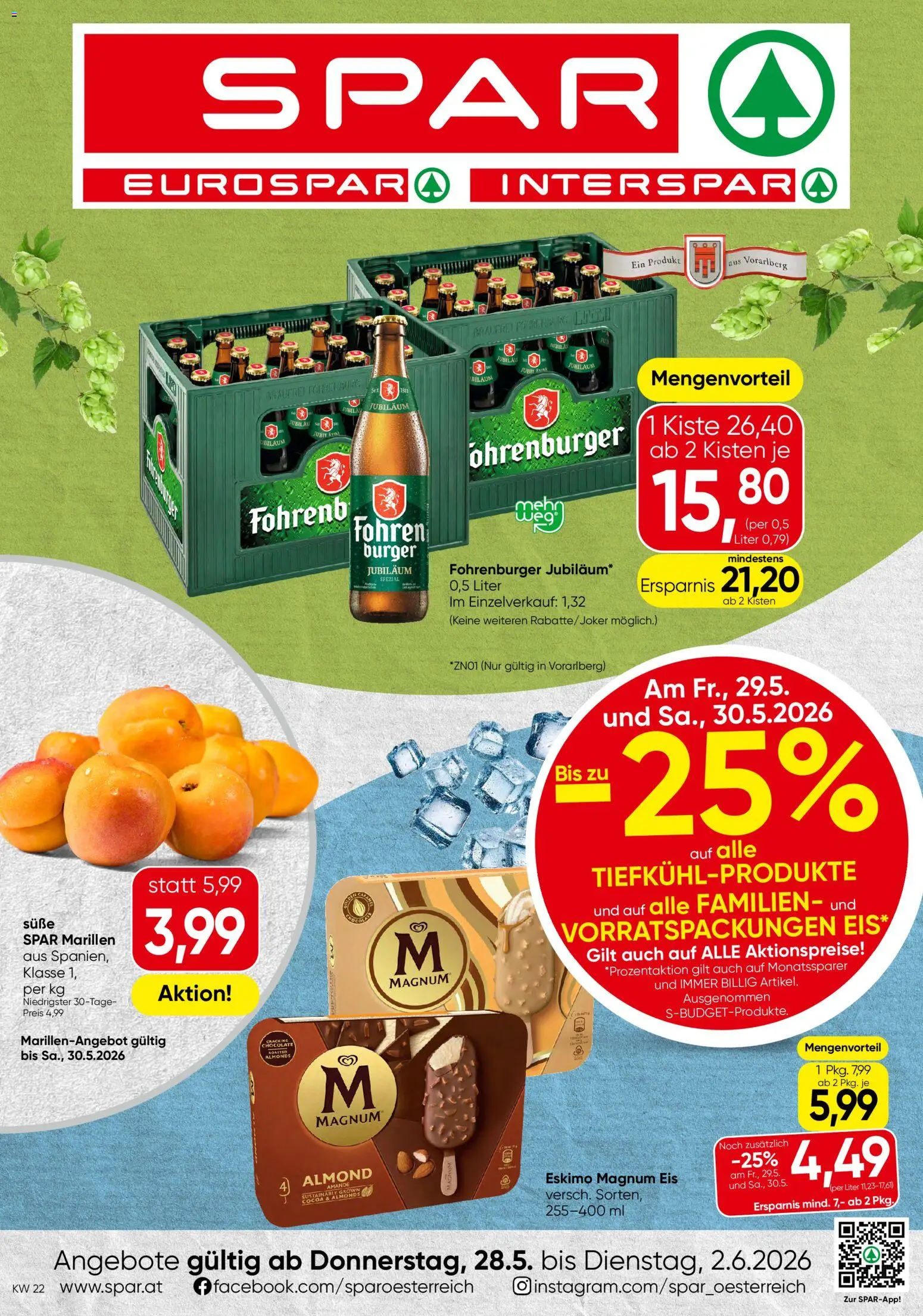 Vorschau der Angebote: Spar Spar Flugblatt - Vorarlberg gültig ab 28.05.2026 - Eis, Burger