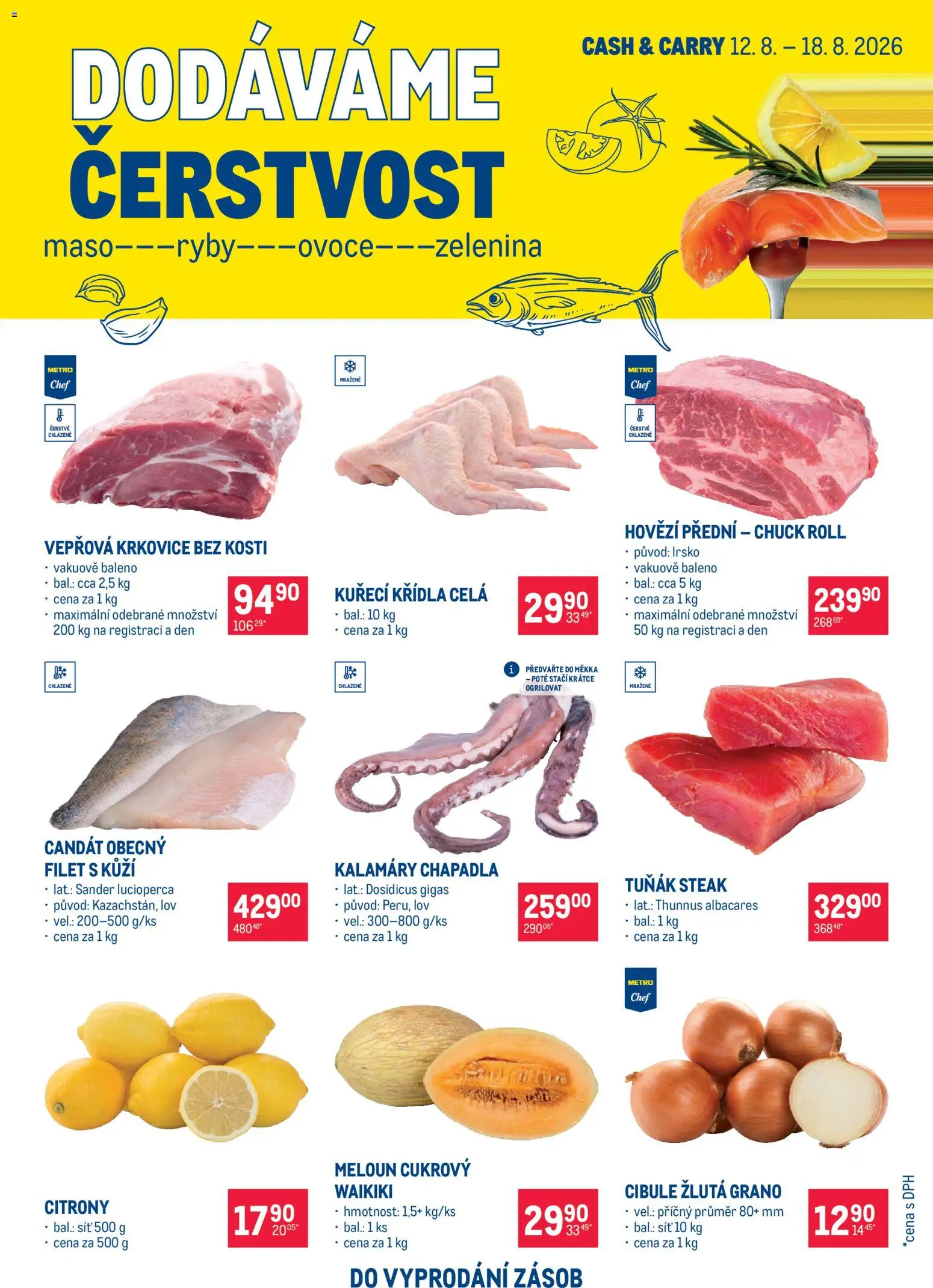 Náhled nabídky: Makro Makro leták - Ultra fresh nabídka platný od 12.08.2026 - Ovoce, Krkovice, Hovězí, Kuřecí Křídla, Hovězí přední, Vepřová krkovice bez kosti, Krkovice bez kosti, Citróny
