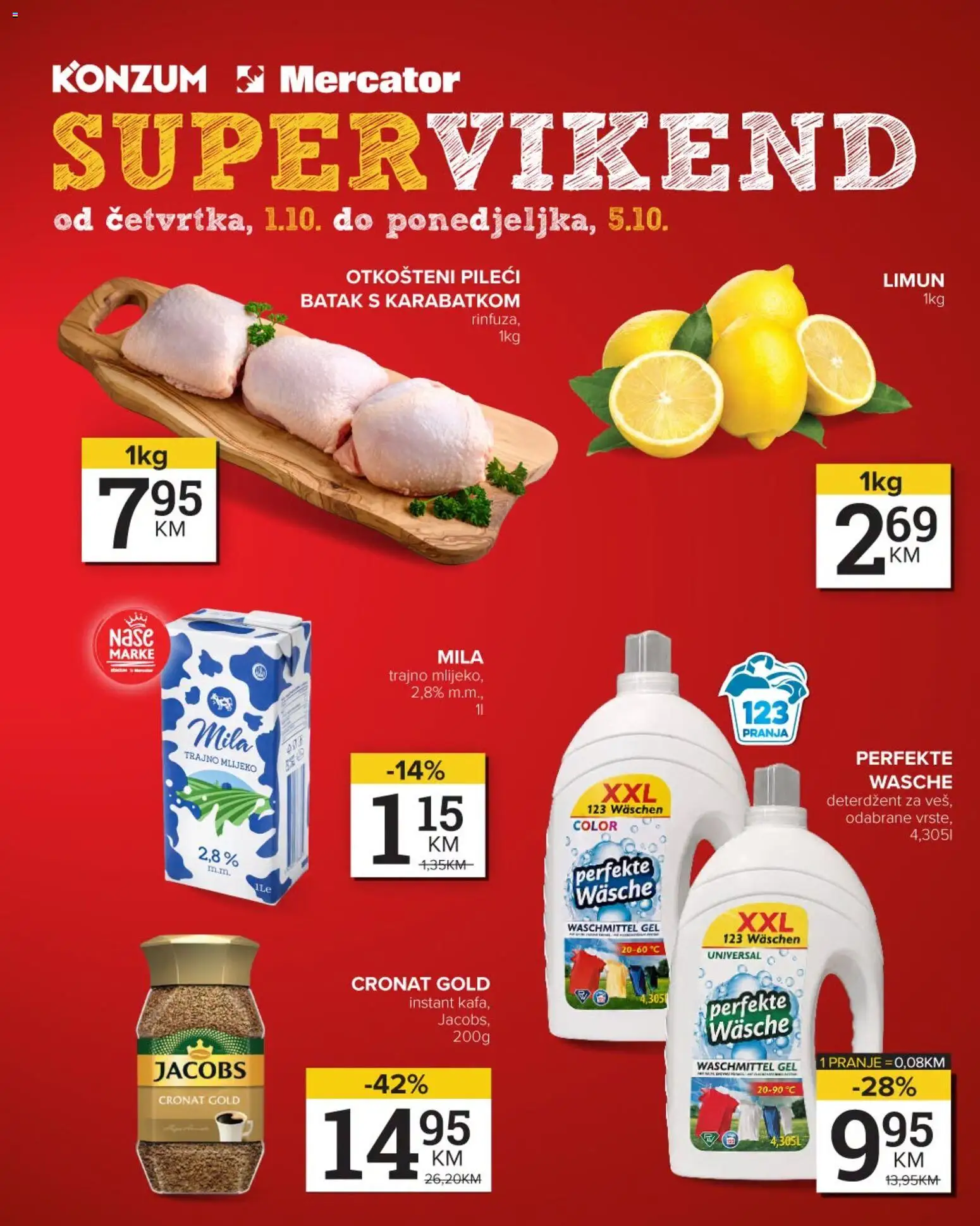 Pregled letka Mercator vikend akcija trgovine Mercator vrijedi od 01.10.2026