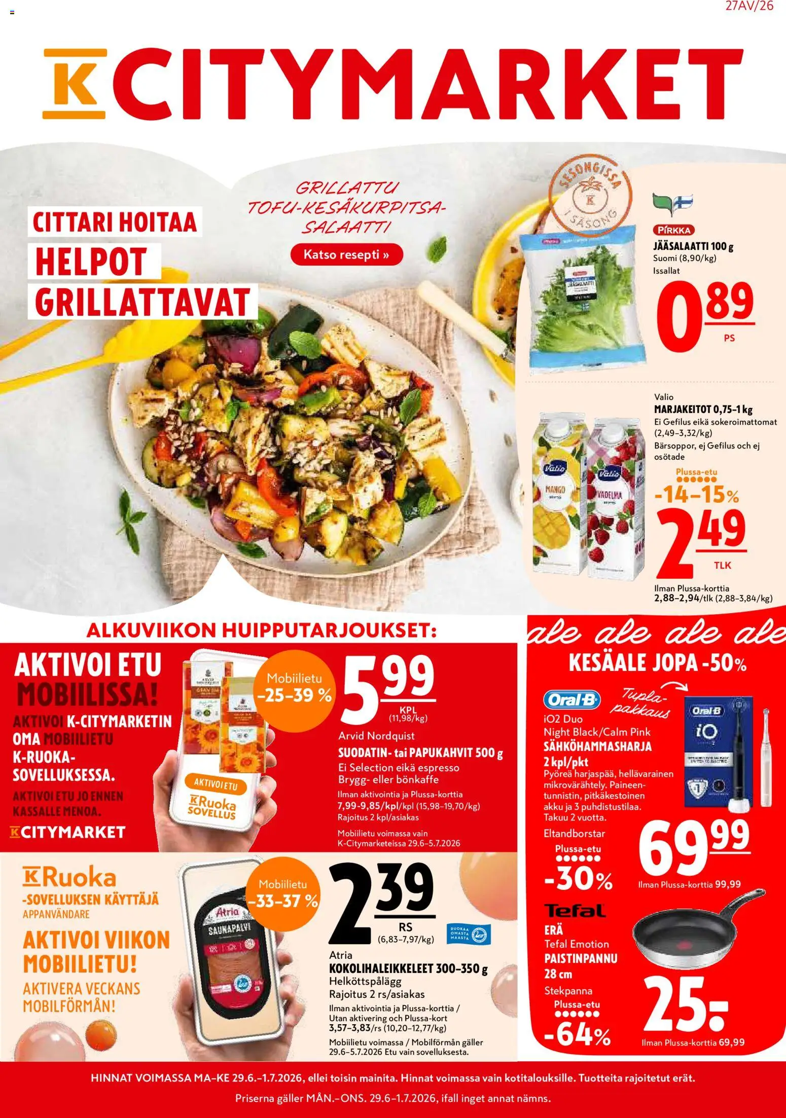 Kaupan K-Citymarket K-Citymarket tarjoukset esikatselu, voimassa 29/06/2026