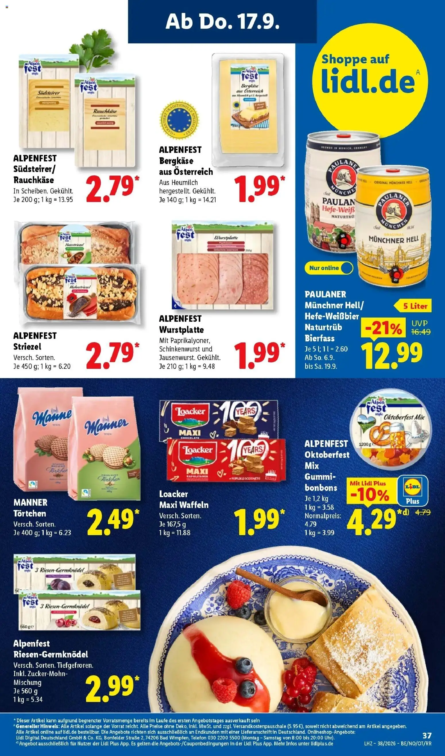 Vorschau von dem Prospekt des Geschäftes Lidl, gültig ab dem 14.09.2026 - Telefon, Waffeln, Bad, Paulaner