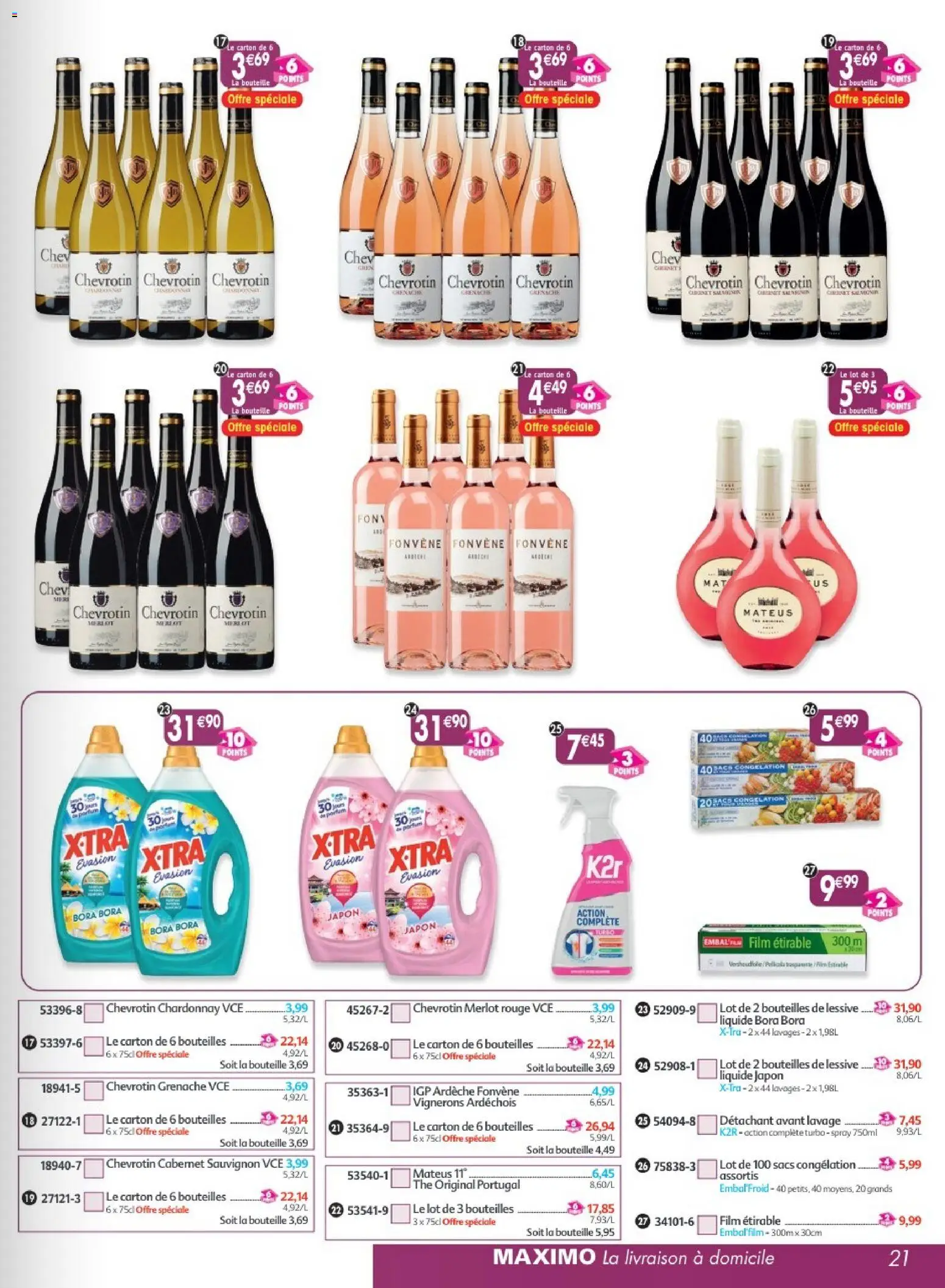 Prévisualisation de Maximo catalogue epicerie du magasin Maximo formulaire valide 24/08/2026 - Thé, Lessive, Bouteille, Cabernet Sauvignon, Détachant, Détachant avant lavage