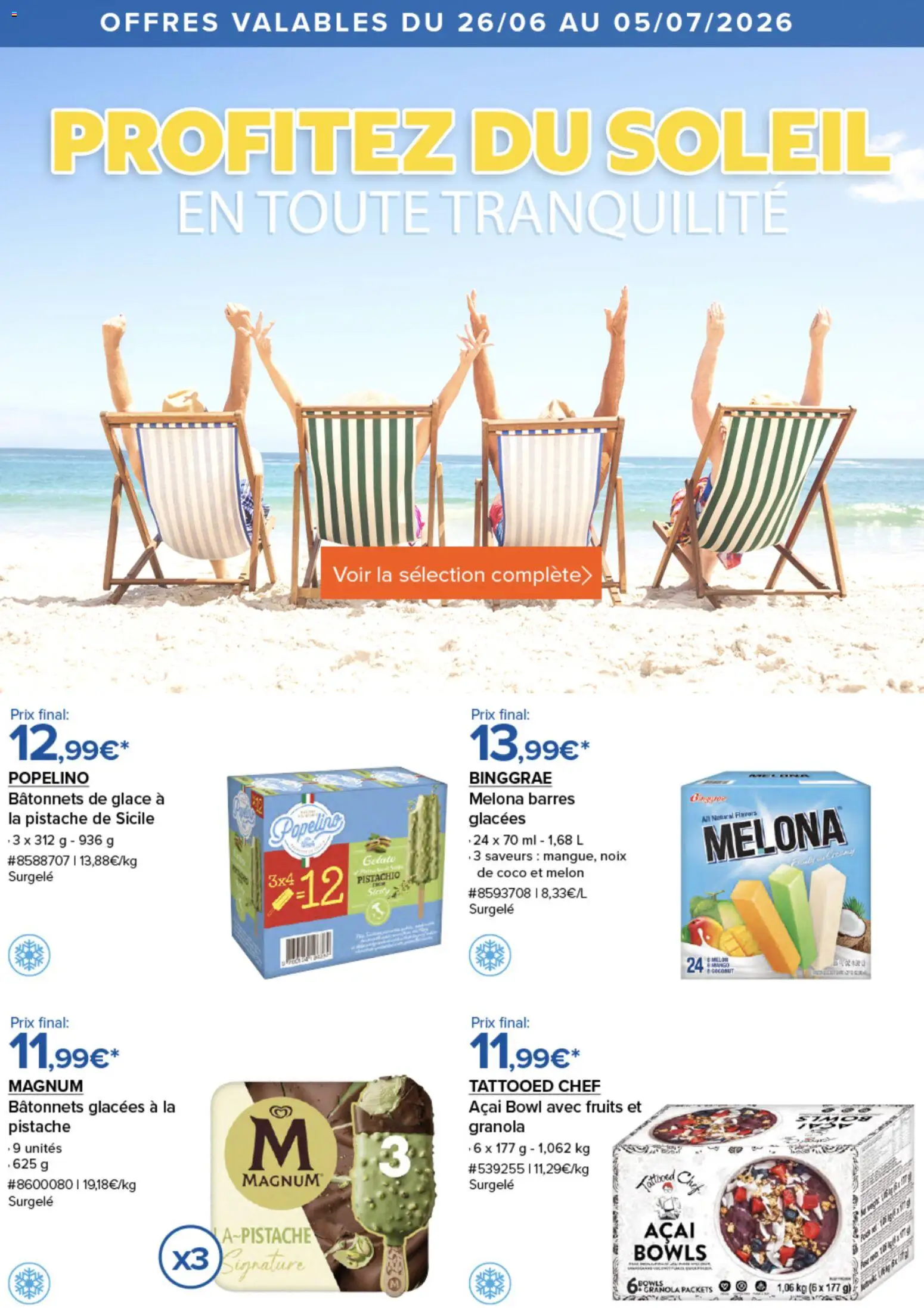 Prévisualisation de Costco Profitez du soleil en toute tranquilité du magasin Costco formulaire valide 26/06/2026 - Coco, Glace, Fruits, Magnum, Noix, Melon, Granola