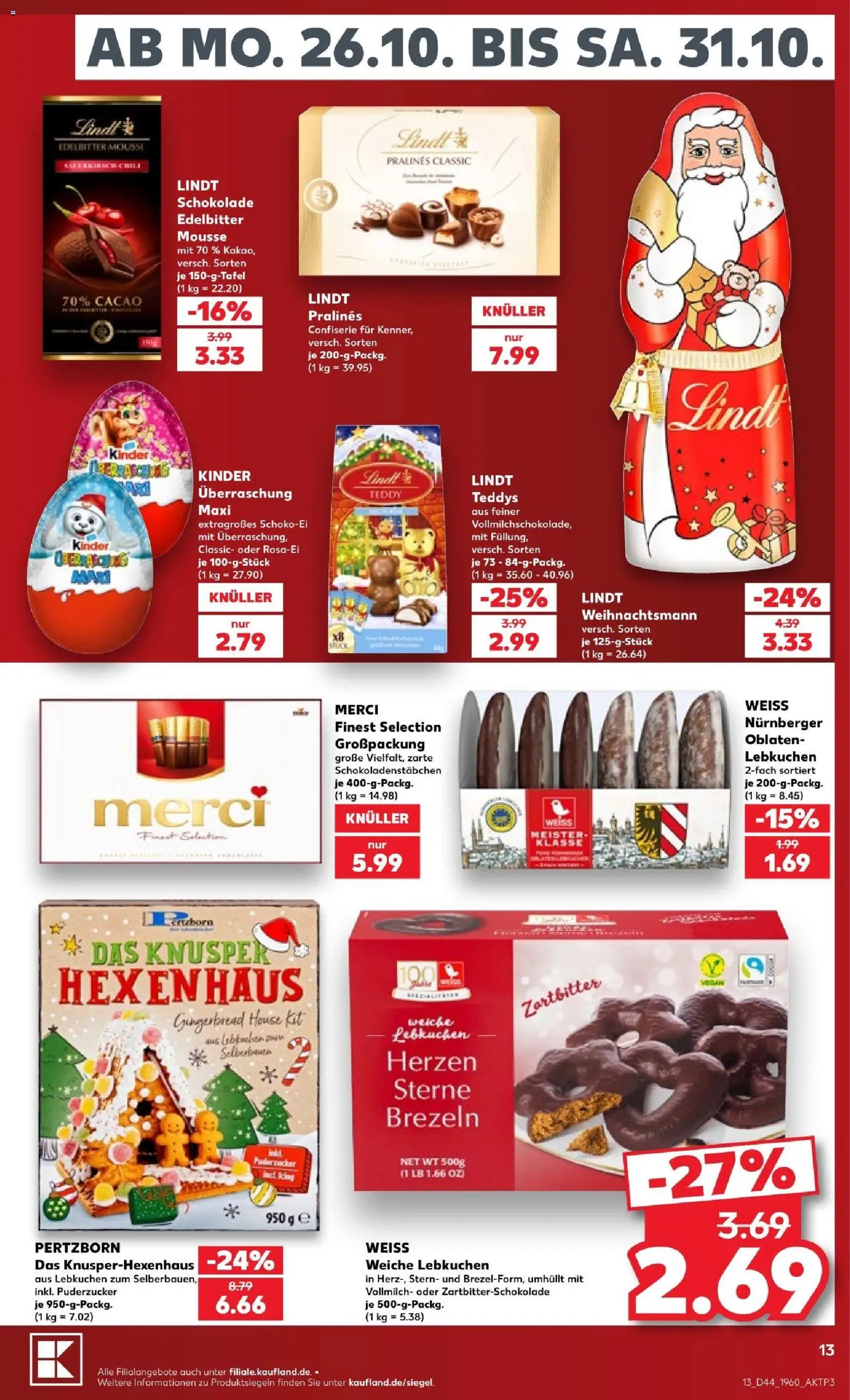 Vorschau von dem Prospekt des Geschäftes Kaufland, gültig ab dem 24.10.2026 - Schokolade, Lindt, Merci