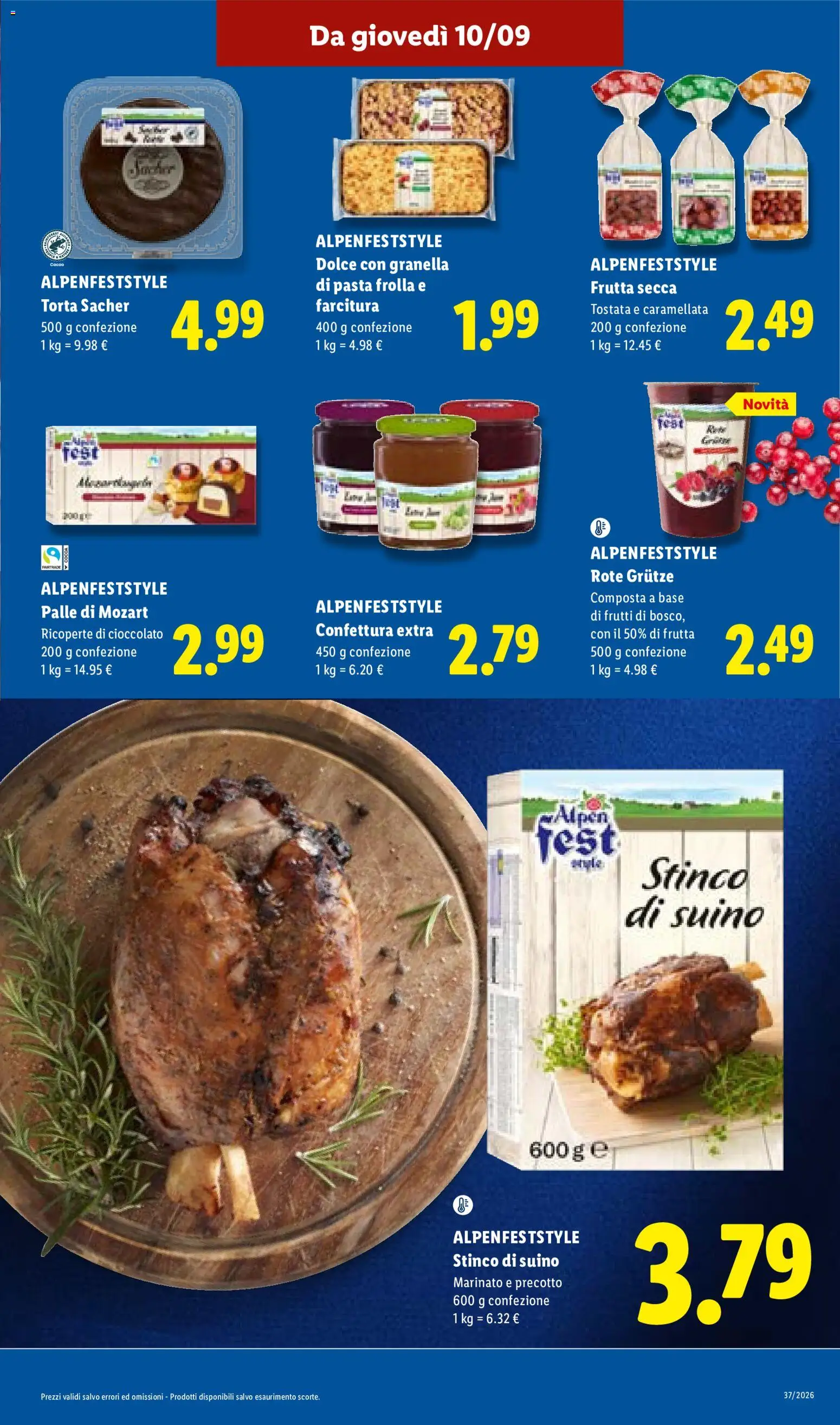 Anteprima dell'opuscolo Lidl volantino dal negozio Lidl valido da 10/09/2026 - Pasta, Torta, Pasta frolla, Cioccolato, Frutta, Frutta secca, Suino, Palle di Mozart
