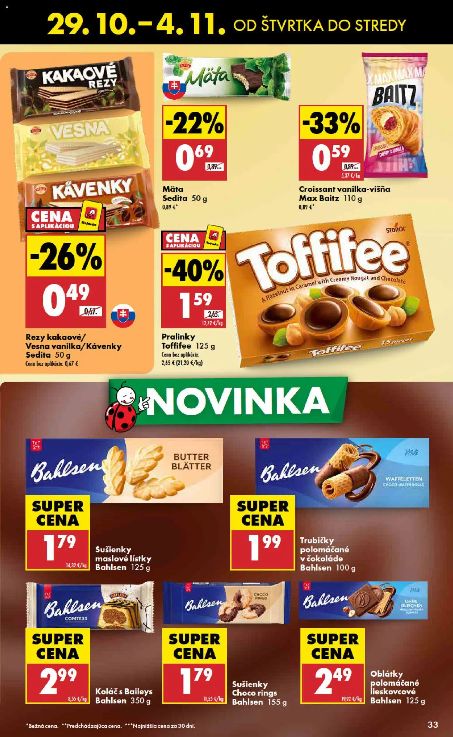 Náhľad Biedronka letáku platného od 29.10.2026 - Koláč, Baileys, Croissant, Toffifee, Trubičky, Sušienky, Oblátky