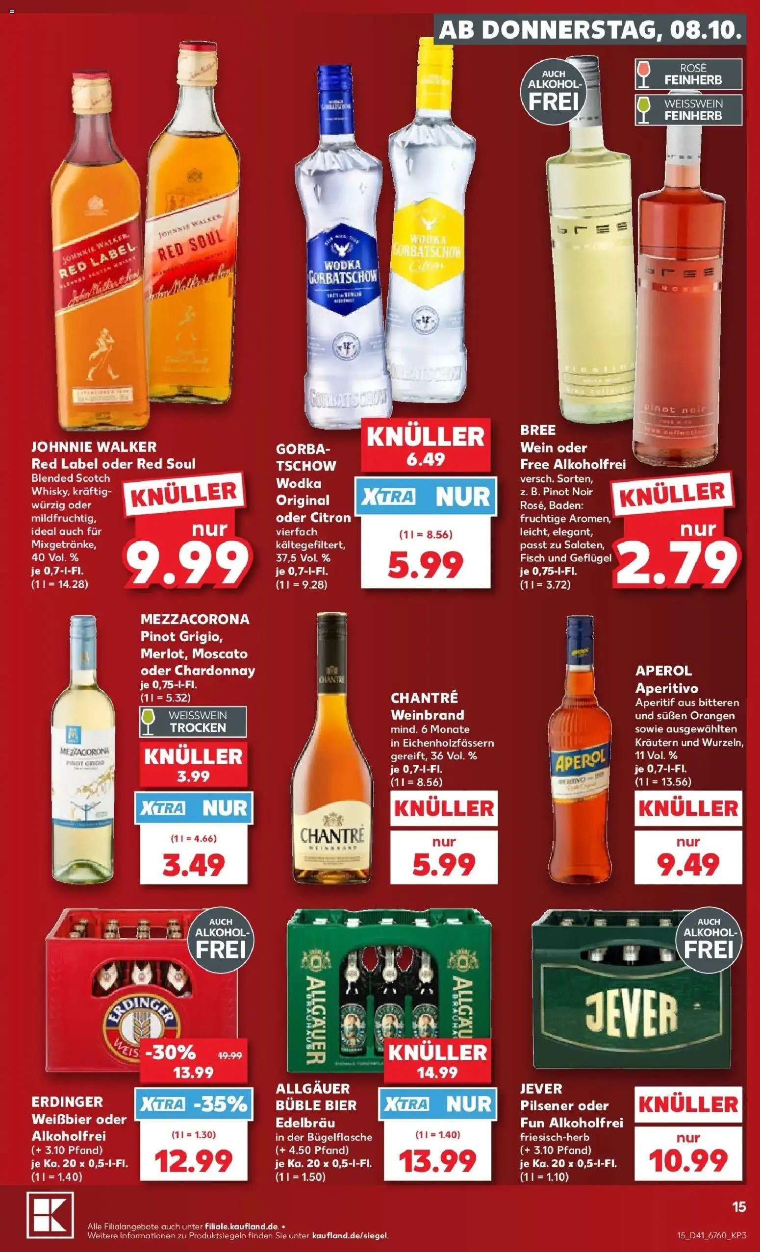 Vorschau von dem Prospekt des Geschäftes Kaufland, gültig ab dem 08.10.2026 - Bier, Fisch, Aperol, Wein, Jever, Wodka, Johnnie walker, Orangen