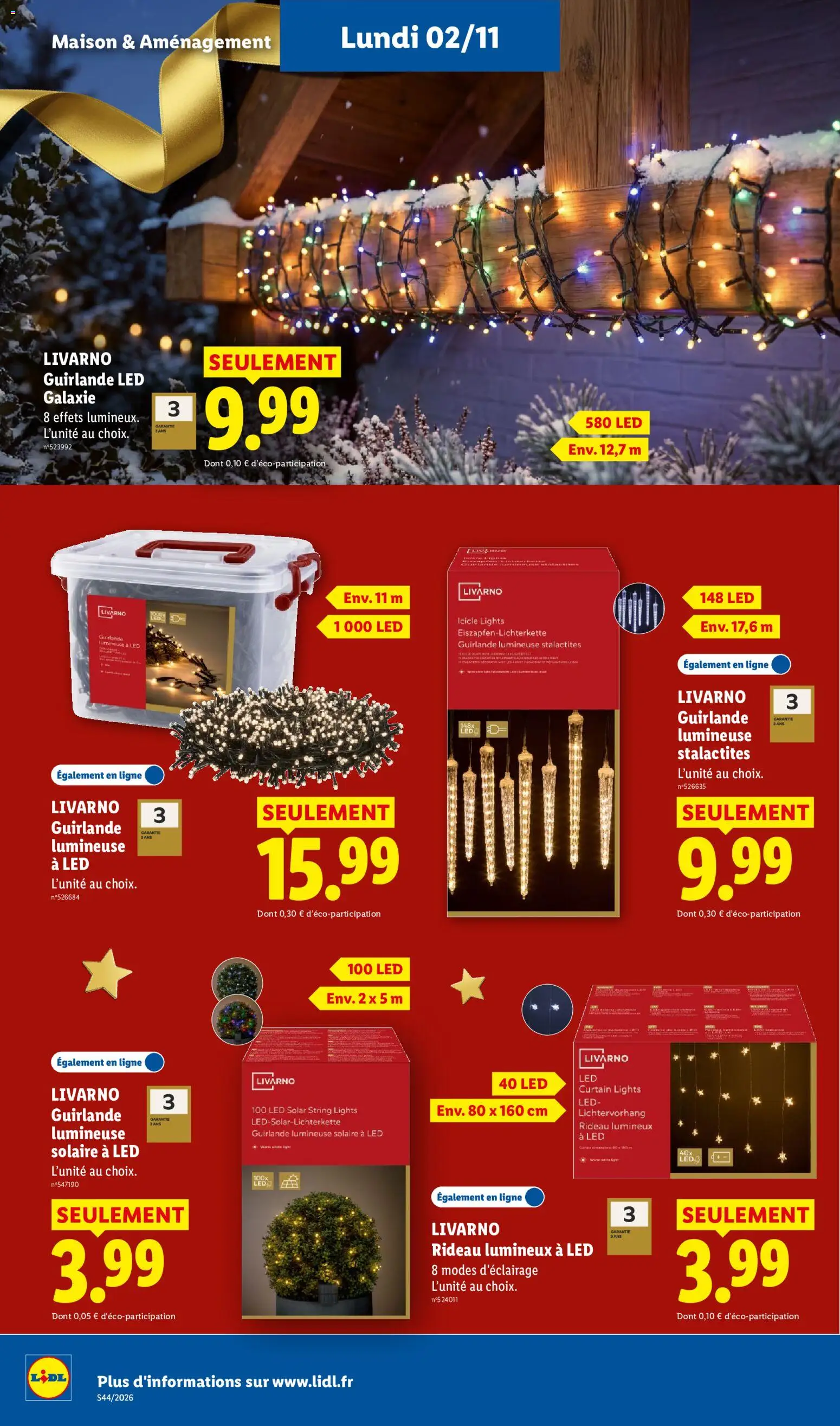 Prévisualisation de LIDL catalogue du magasin LIDL formulaire valide 29/10/2026 - Rideau, Guirlande lumineuse, Guirlande LED, Rideau lumineux, Livarno, Guirlande lumineuse a led, Guirlande lumineuse solaire a led