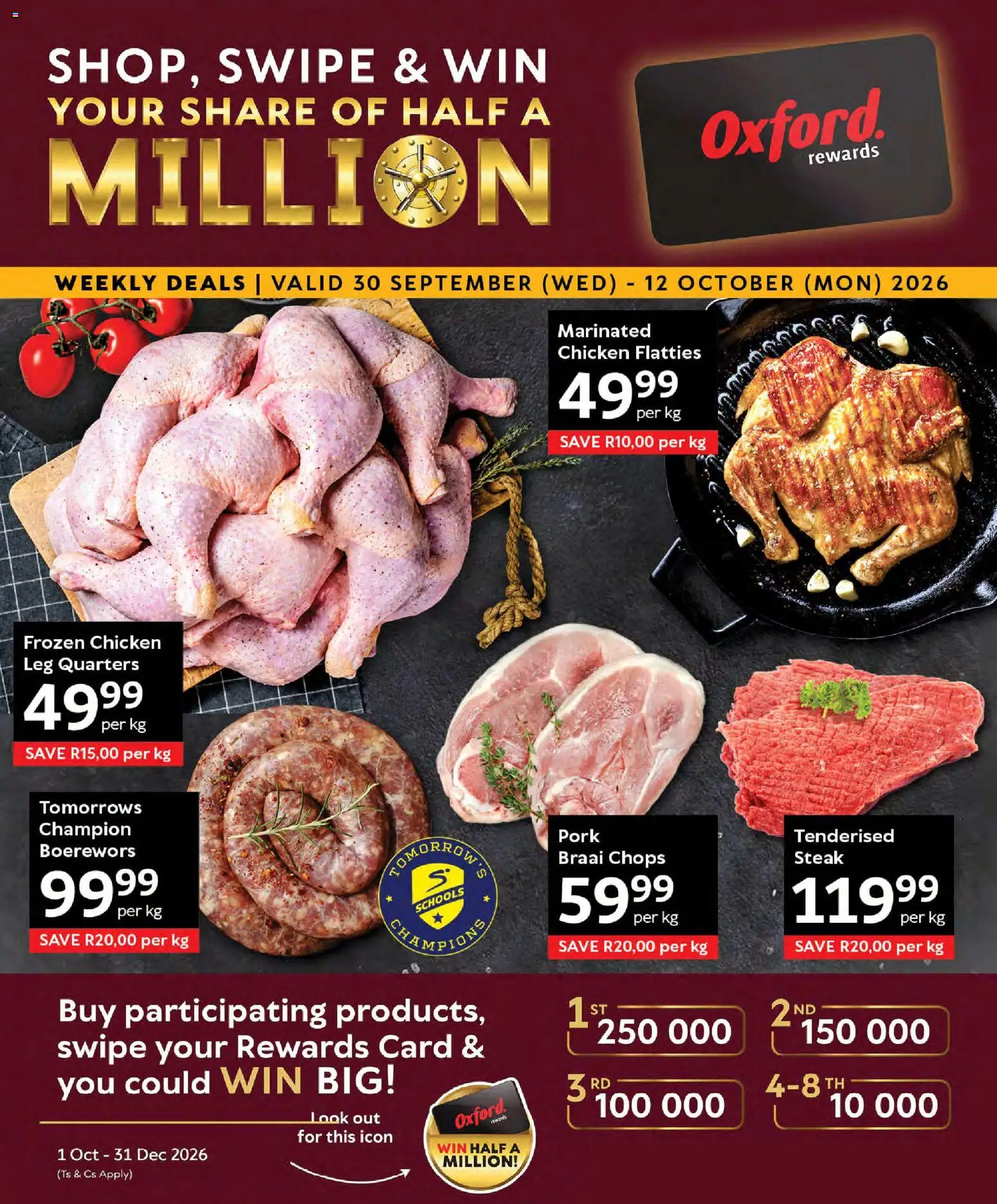 Preview of Oxford Freshmarket flyer valid from 30/09/2026 - Chicken, Steak, Boerewors, Pork, Frozen chicken