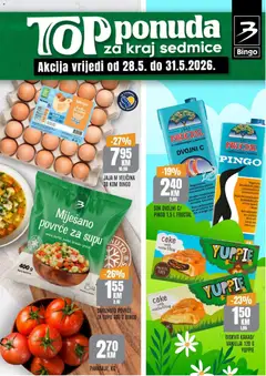 Pregled letka Bingo Top ponuda za kraj sedmice trgovine Bingo vrijedi od 28.05.2026
