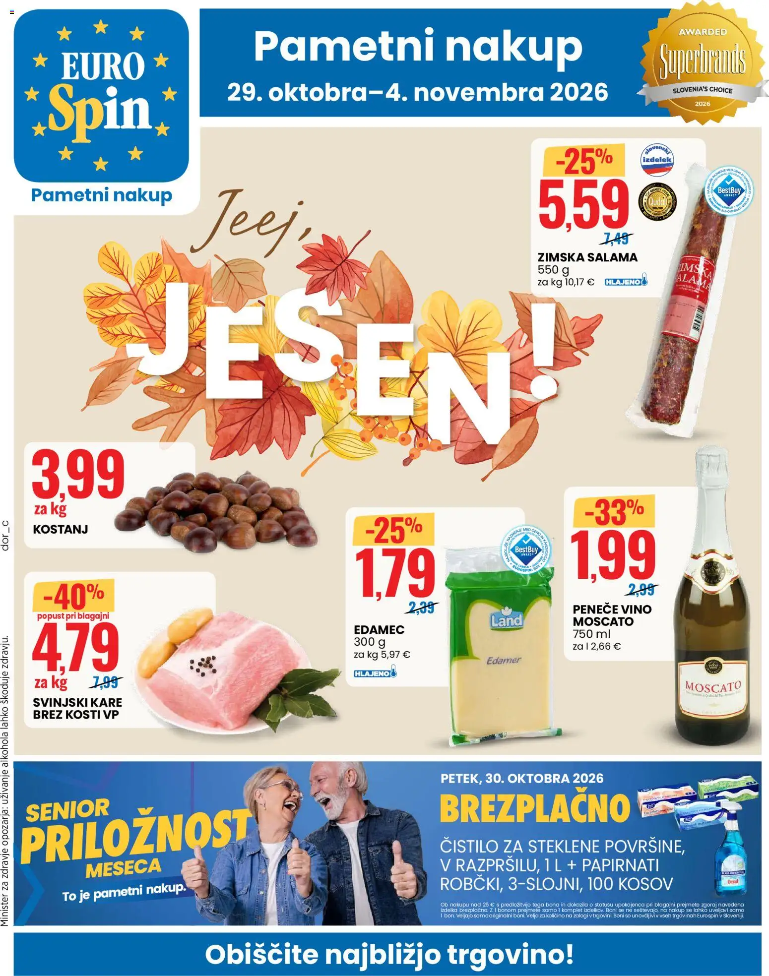 Predogled kataloga iz trgovine Eurospin veljaven od 29.10.2026 - Vino, Svinjski kare, Salama, Edamec