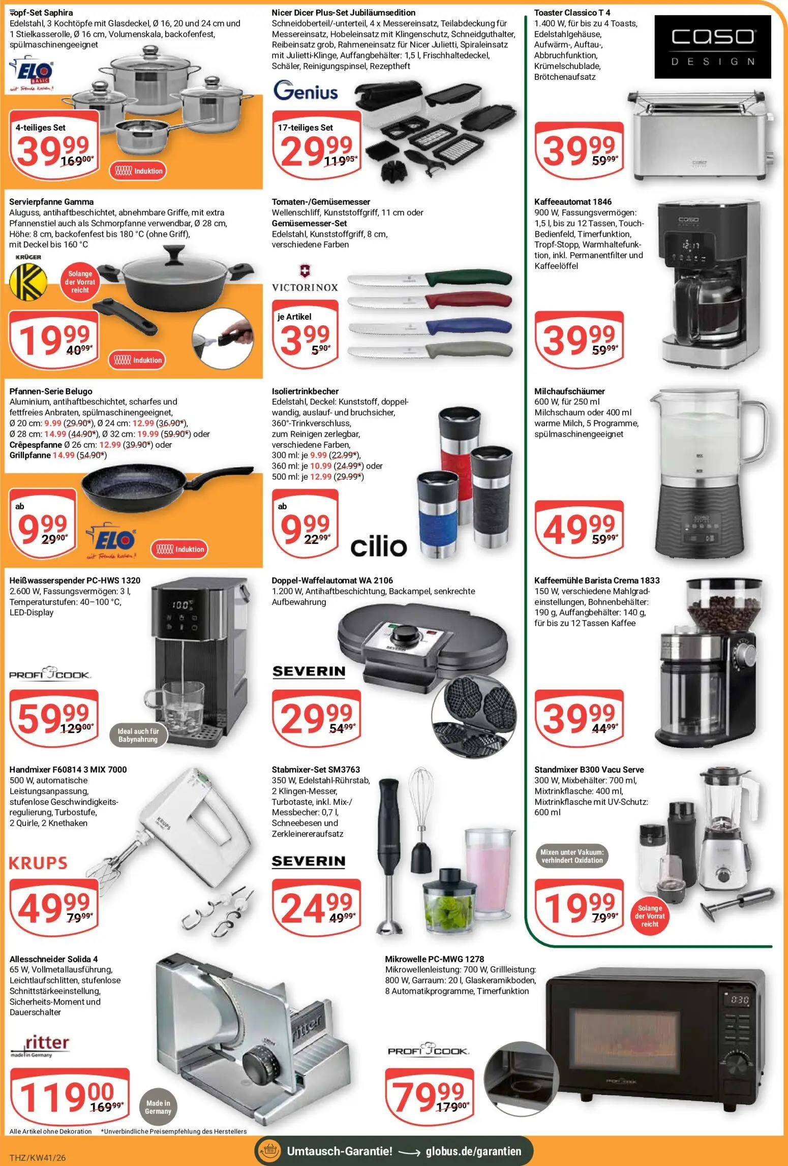 Vorschau von dem Prospekt des Geschäftes Globus, gültig ab dem 05.10.2026 - Kaffee, Mikrowelle, Toaster, Kaffeemühle, Handmixer, Krups, Babynahrung