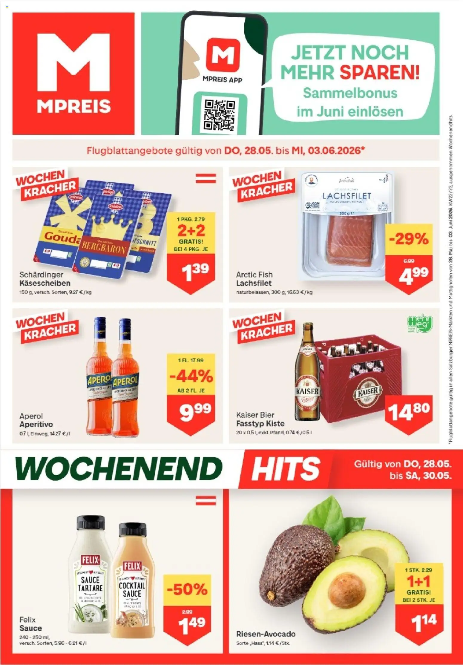 Vorschau der Angebote: MPREIS MPREIS Altenmarkt im Pongau gültig ab 28.05.2026 - Bier, Aperol, Lachsfilet