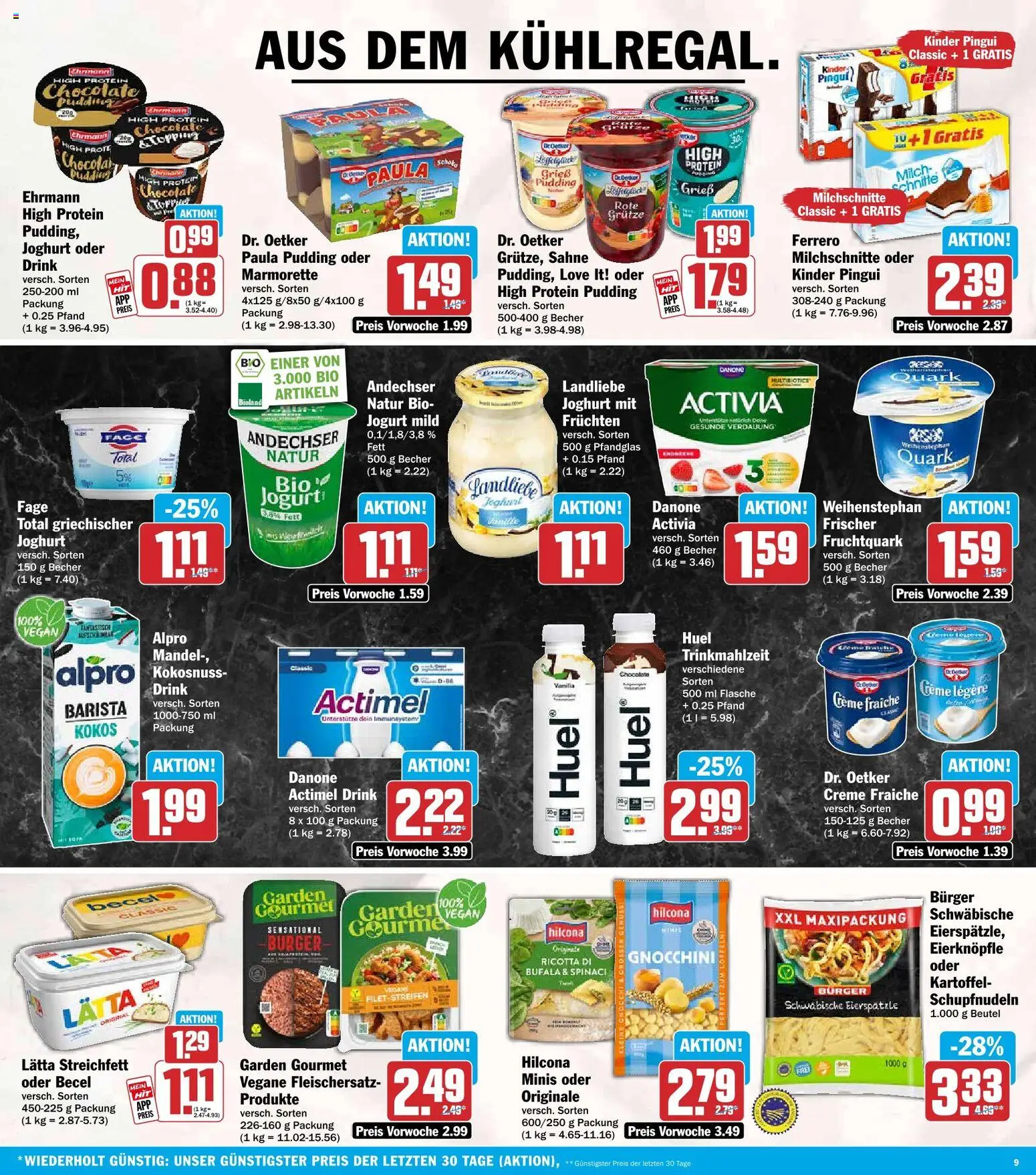Vorschau von dem Prospekt des Geschäftes HIT, gültig ab dem 26.10.2026 - Burger, Sahne, Actimel, Pudding, Creme, Grieß, Activia, Becel