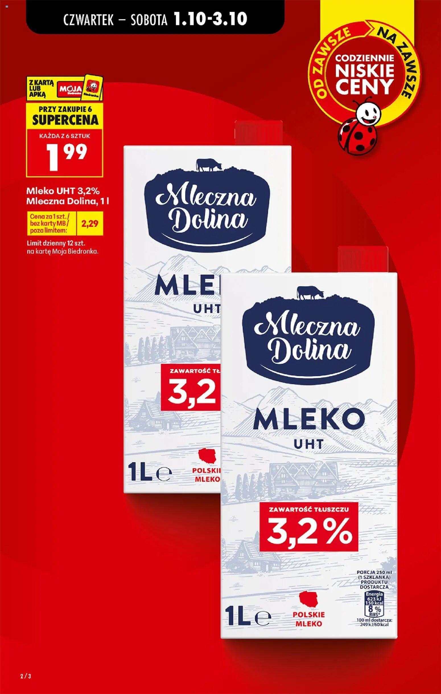 Pogląd gazetki "Biedronka gazetka od czwartku" ze sklepu Biedronka ważnej od 01.10.2026 - Mleko, Szklanka, Karta, Mleko UHT