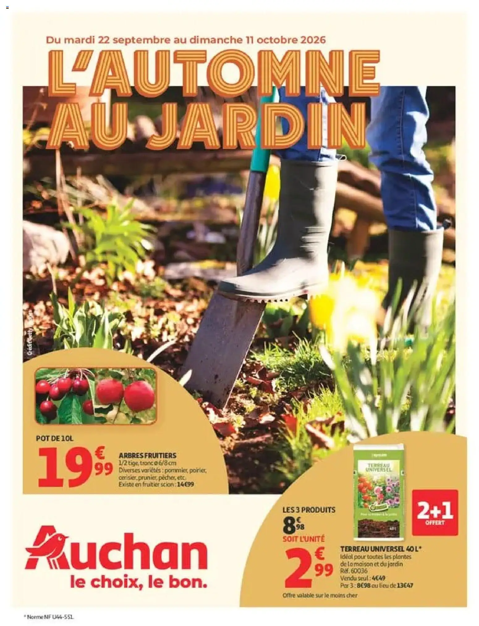Prévisualisation de Auchan Jardinage automne du magasin Auchan formulaire valide 22/09/2026 - Plantes, Terreau, Terreau Universel