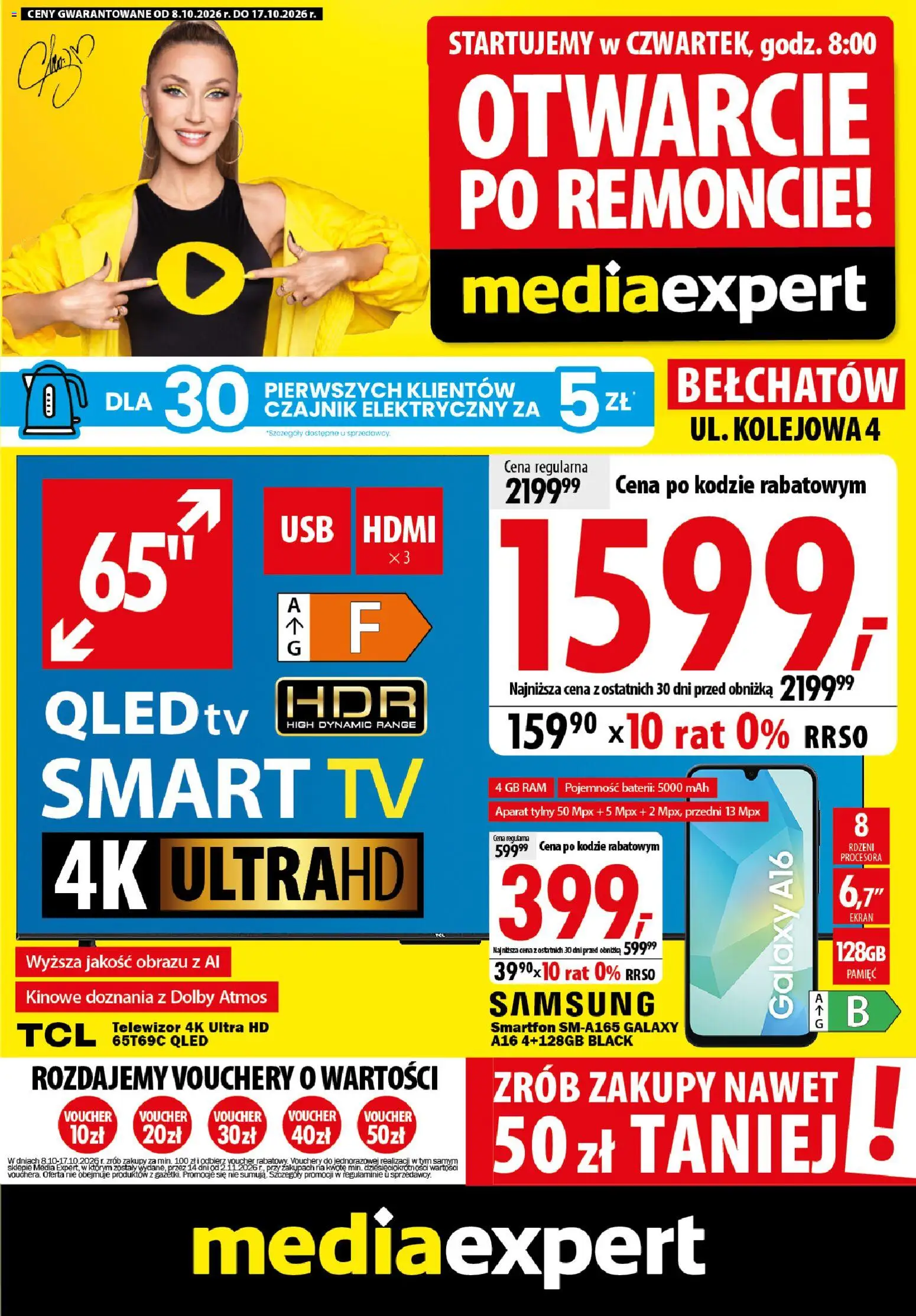 Pogląd gazetki "Mediaexpert promocje - Wielkie otwarcie Bełchatów" ze sklepu Mediaexpert ważnej od 08.10.2026 - Czajnik elektryczny, Telewizor, Smartfon, Czajnik