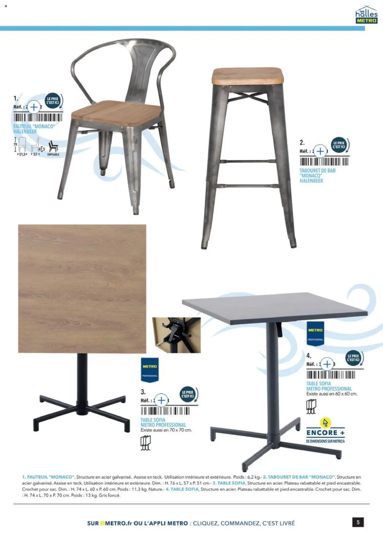 Prévisualisation de Terrasse&salle Collection 2026 du magasin METRO formulaire valide 09/01/2026 - Fauteuil, Livre, Tabouret de bar, Table, Plateau, Poids