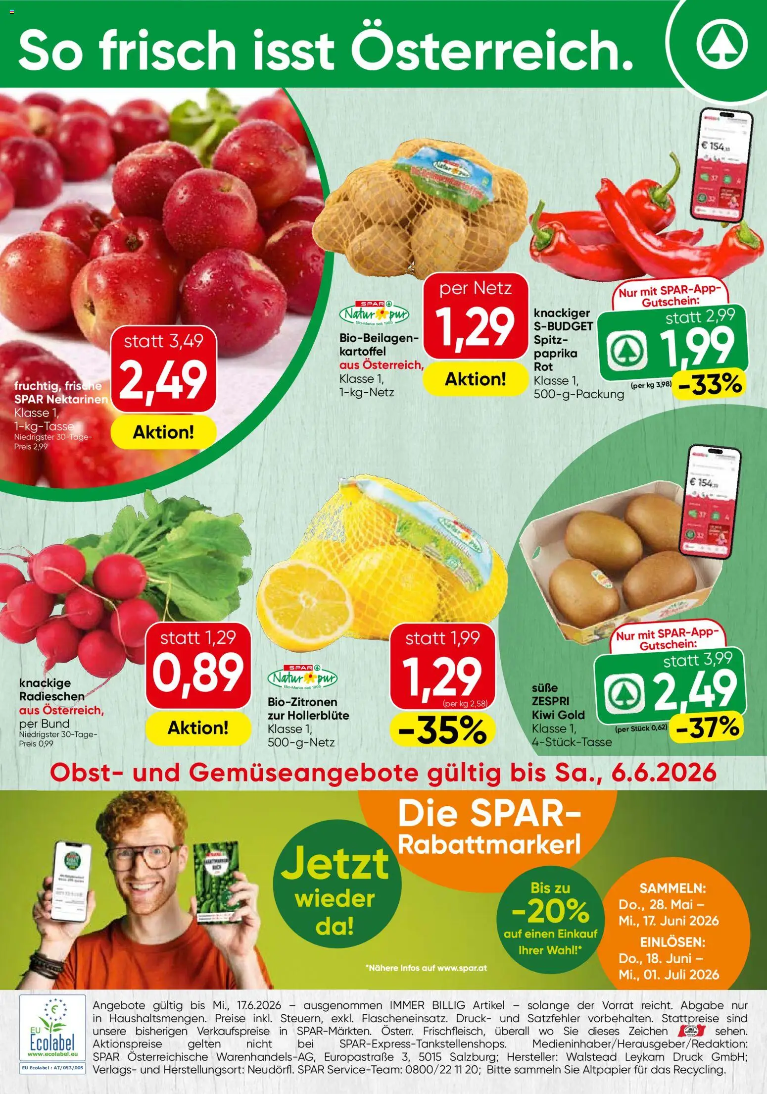 Vorschau der Angebote: Spar Spar Obst & Gemüse gültig ab 01.06.2026