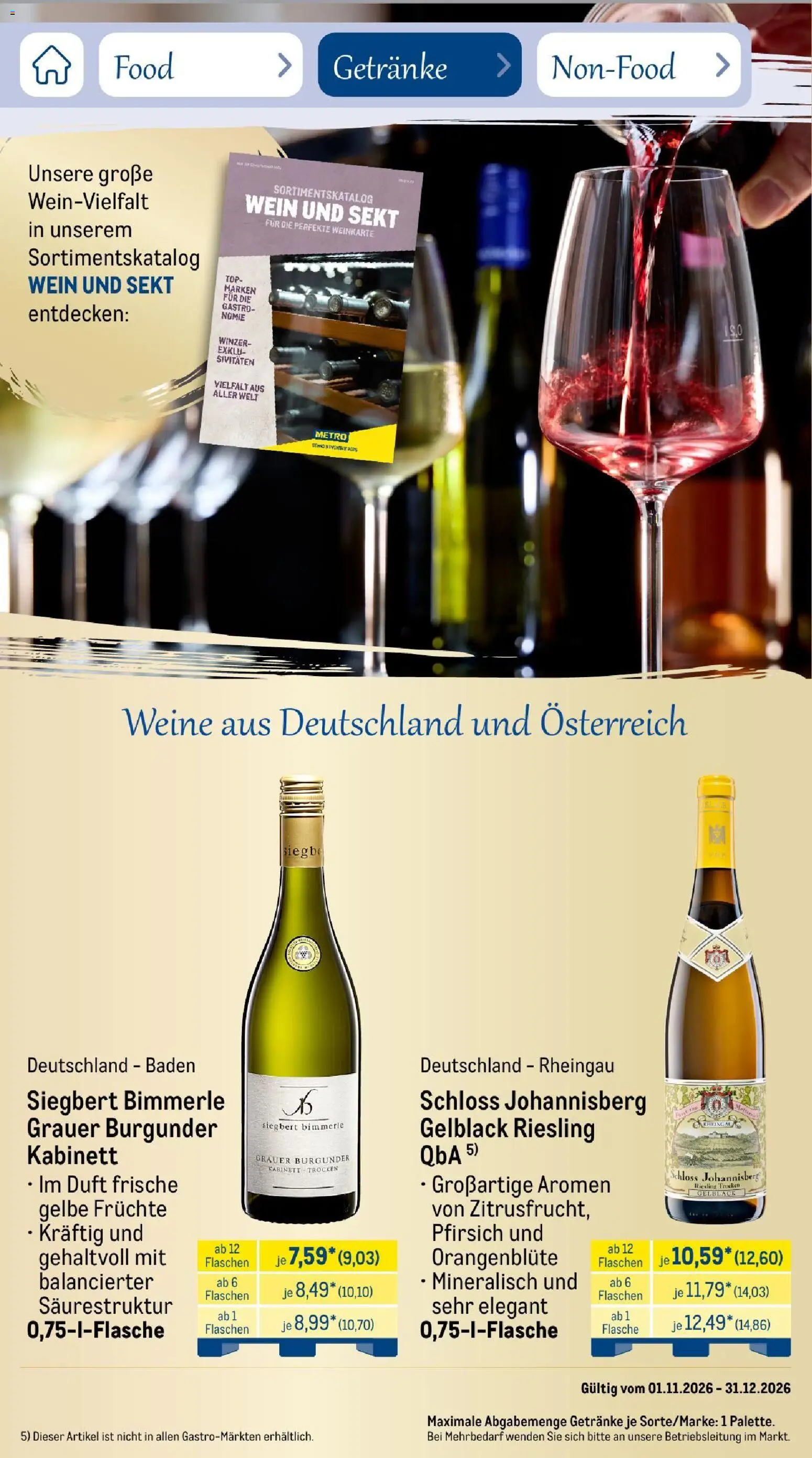 Vorschau von dem Prospekt des Geschäftes Metro, gültig ab dem 01.11.2026 - Wein, Top, Pfirsich, Sekt, Duft
