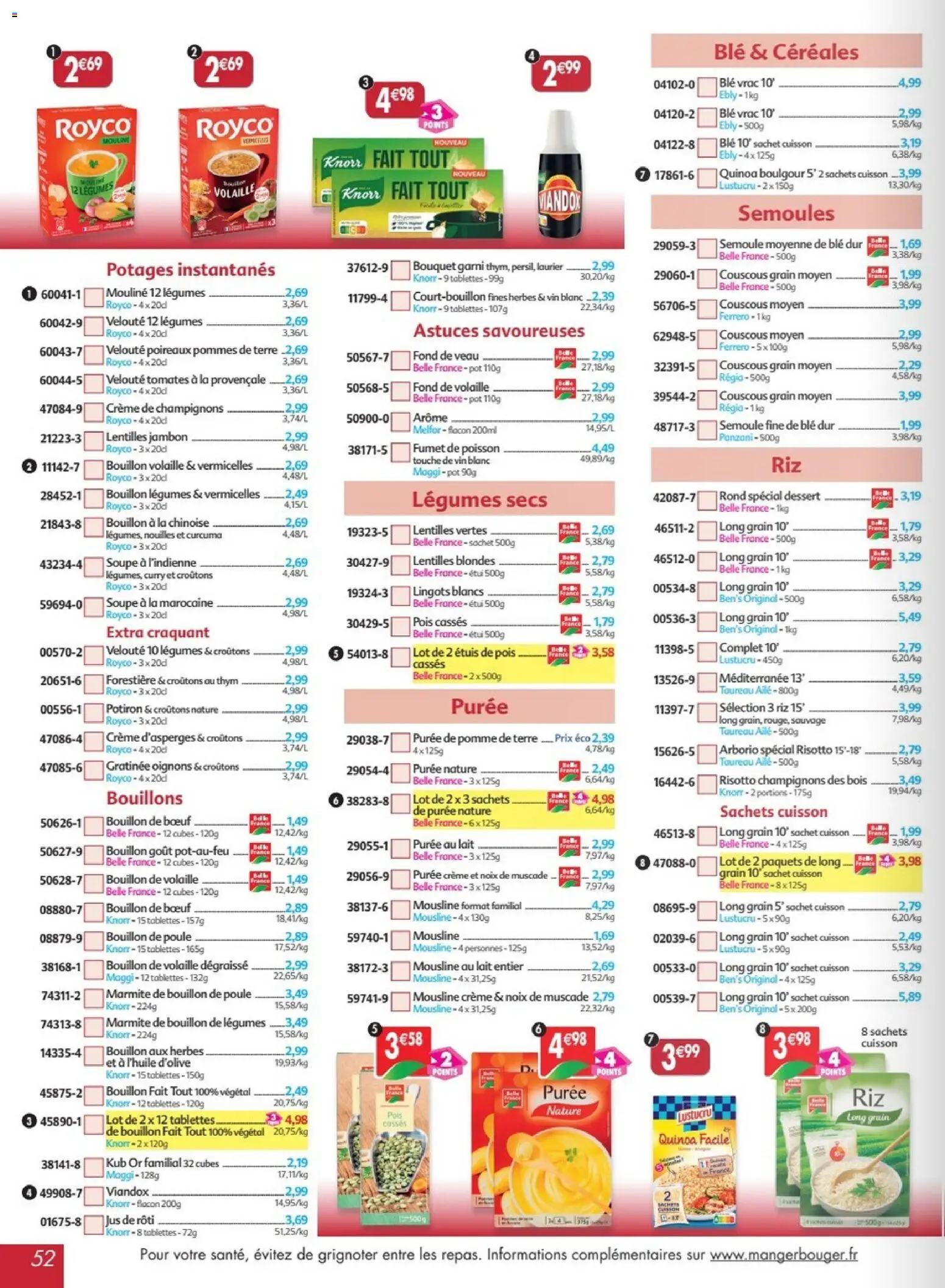 Prévisualisation de Maximo catalogue epicerie du magasin Maximo formulaire valide 24/08/2026 - Bouillon, Poisson, Quinoa, Thym, Oignons, Semoule, Blé, Jus