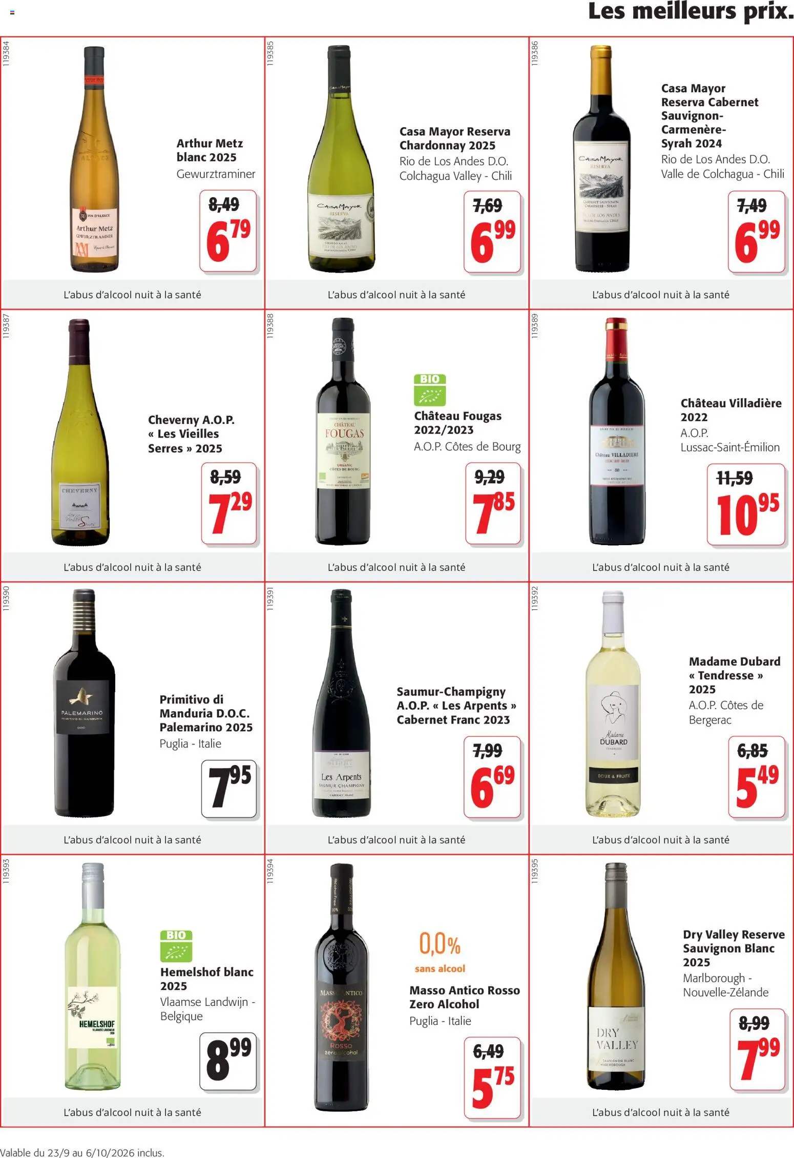 Prévisualisation de Colruyt Toutes les offres du magasin Colruyt formulaire valide 23/09/2026 - Vin, Gewurztraminer, Cabernet Sauvignon, Arthur Metz, Alcool