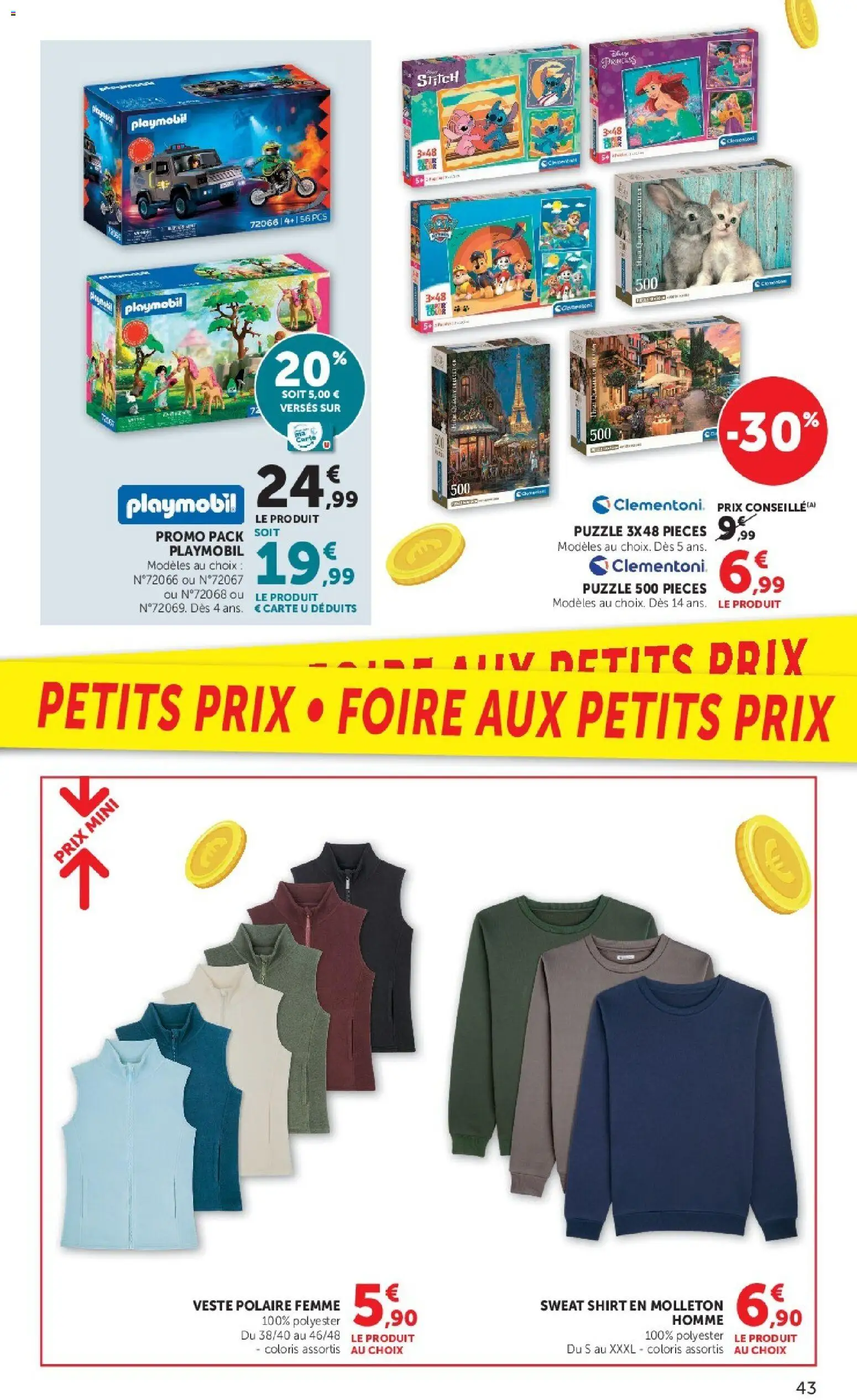 Prévisualisation de Hyper U catalogue du magasin Hyper U formulaire valide 08/09/2026 - Playmobil, Veste, Veste polaire femme, Polaire, Veste polaire