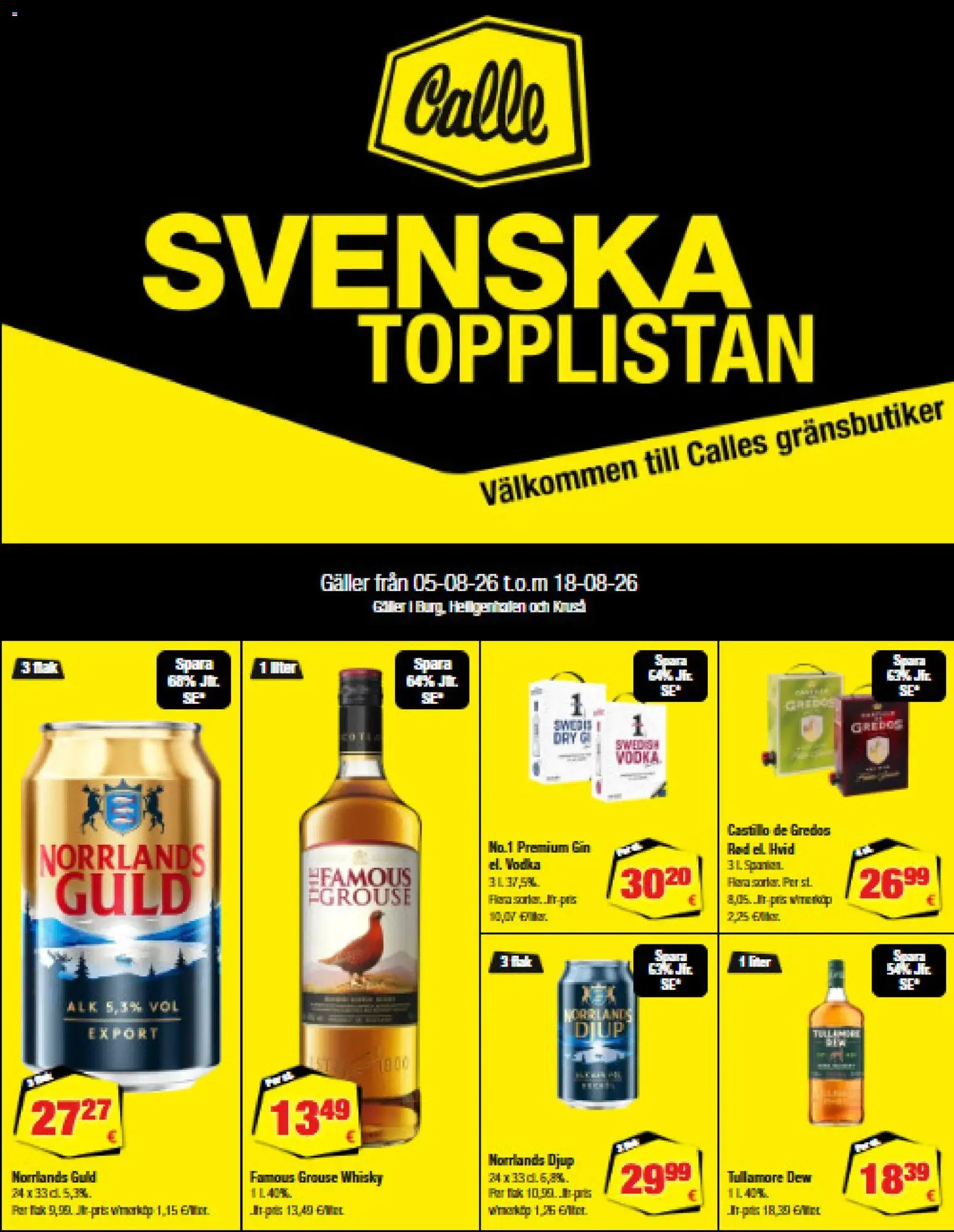 Eksempel på tilbudsavis Calle - Svenska Topplistan fra butik Calle gyldig fra 05/08/2026