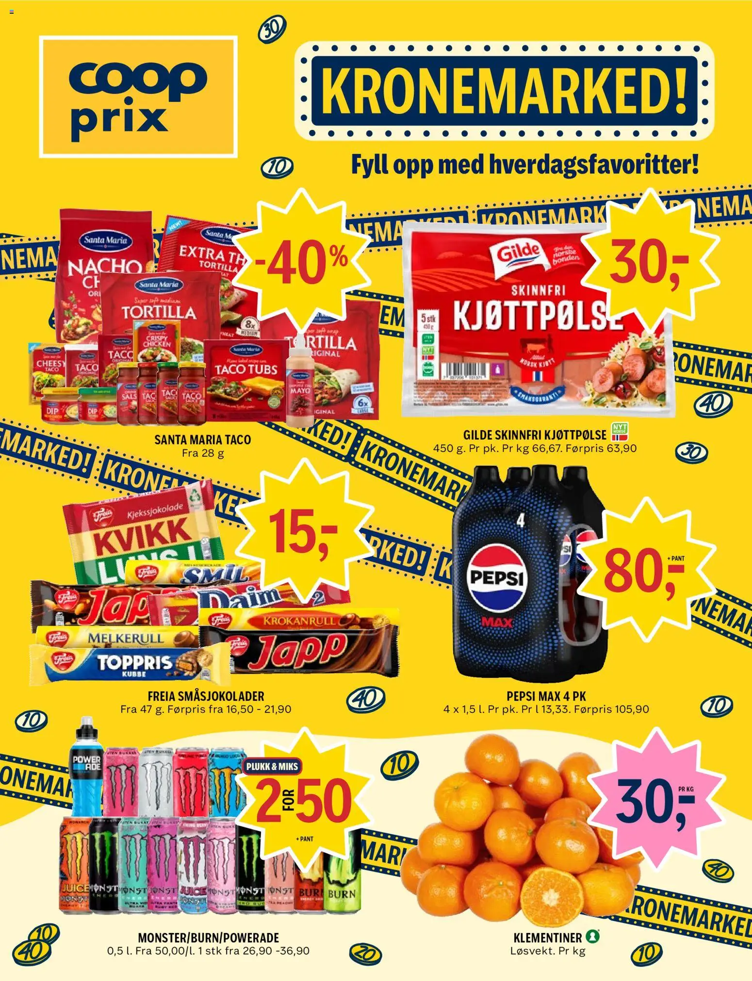 Forhåndsvis Coop Prix kundeavis fra butikk Coop Prix gyldig fra 26/10/2026 - Pepsi Max, 1, Tortilla, Pepsi, Taco, Kjøtt