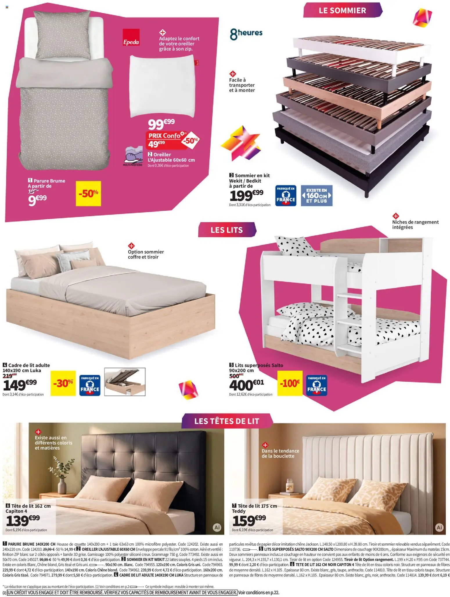 Prévisualisation de Conforama catalogue du magasin Conforama formulaire valide 08/09/2026 - Lit, Meuble, Matelas, Housse de couette, Oreiller, Cadre, Enveloppe, Sommier