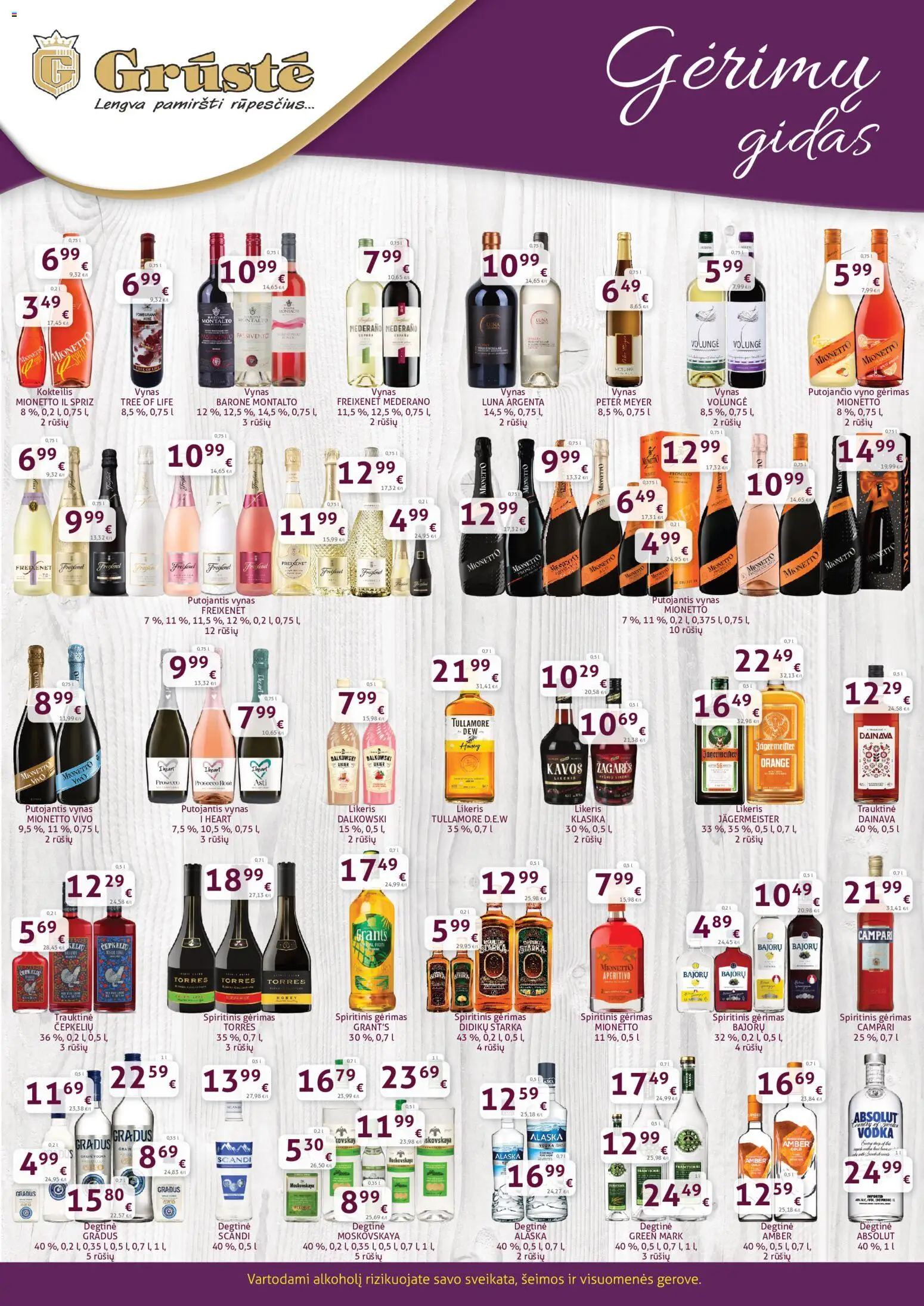 GRUSTE parduotuvės leidinio GRUSTE leidinys - Gėrimų gidas galiojančio nuo 2026.06.11 peržiūra - Vynas, Degtinė, Jägermeister