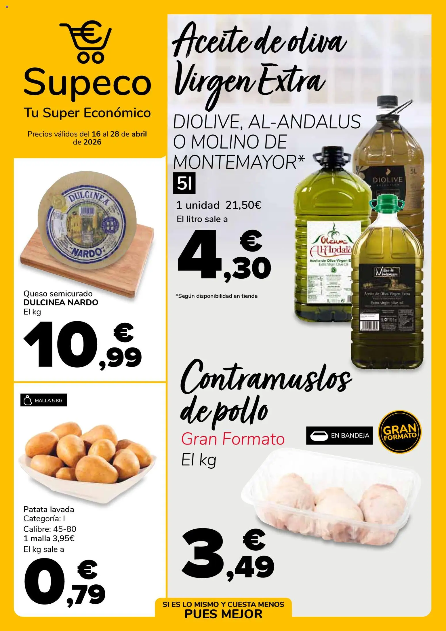 Vista previa del folleto de la tienda Supeco válido desde el 16/04/2026 - Aceite de oliva, Queso, Aceite, Aceite de oliva virgen extra, Bandeja