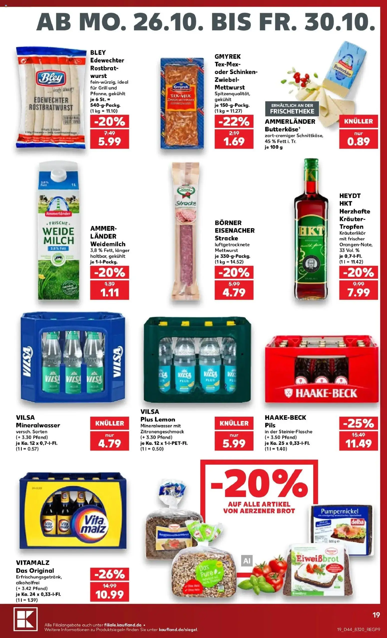 Vorschau von dem Prospekt des Geschäftes Kaufland, gültig ab dem 26.10.2026 - Wurst, Grill, Mineralwasser, Brot, Milch, Schinken, Pils
