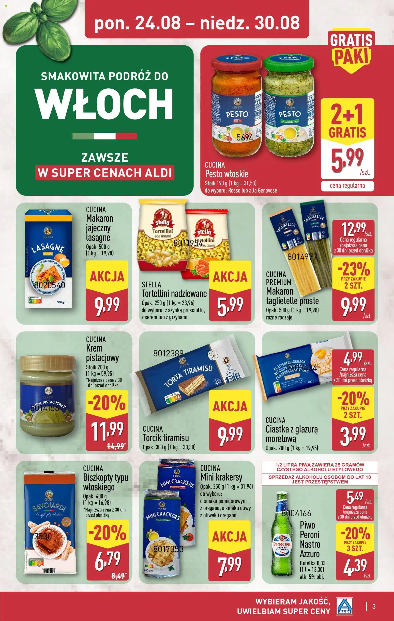 Pogląd gazetki "Aldi gazetka - Smakowita podróż do Włoch" ze sklepu Aldi ważnej od 24.08.2026