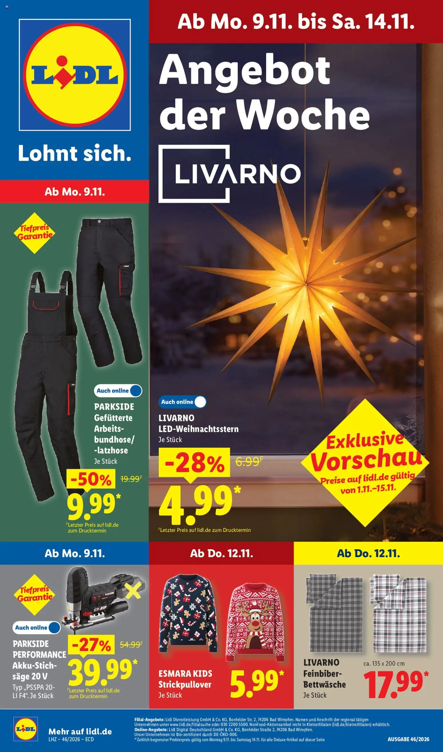 Vorschau von dem Prospekt des Geschäftes Lidl, gültig ab dem 09.11.2026