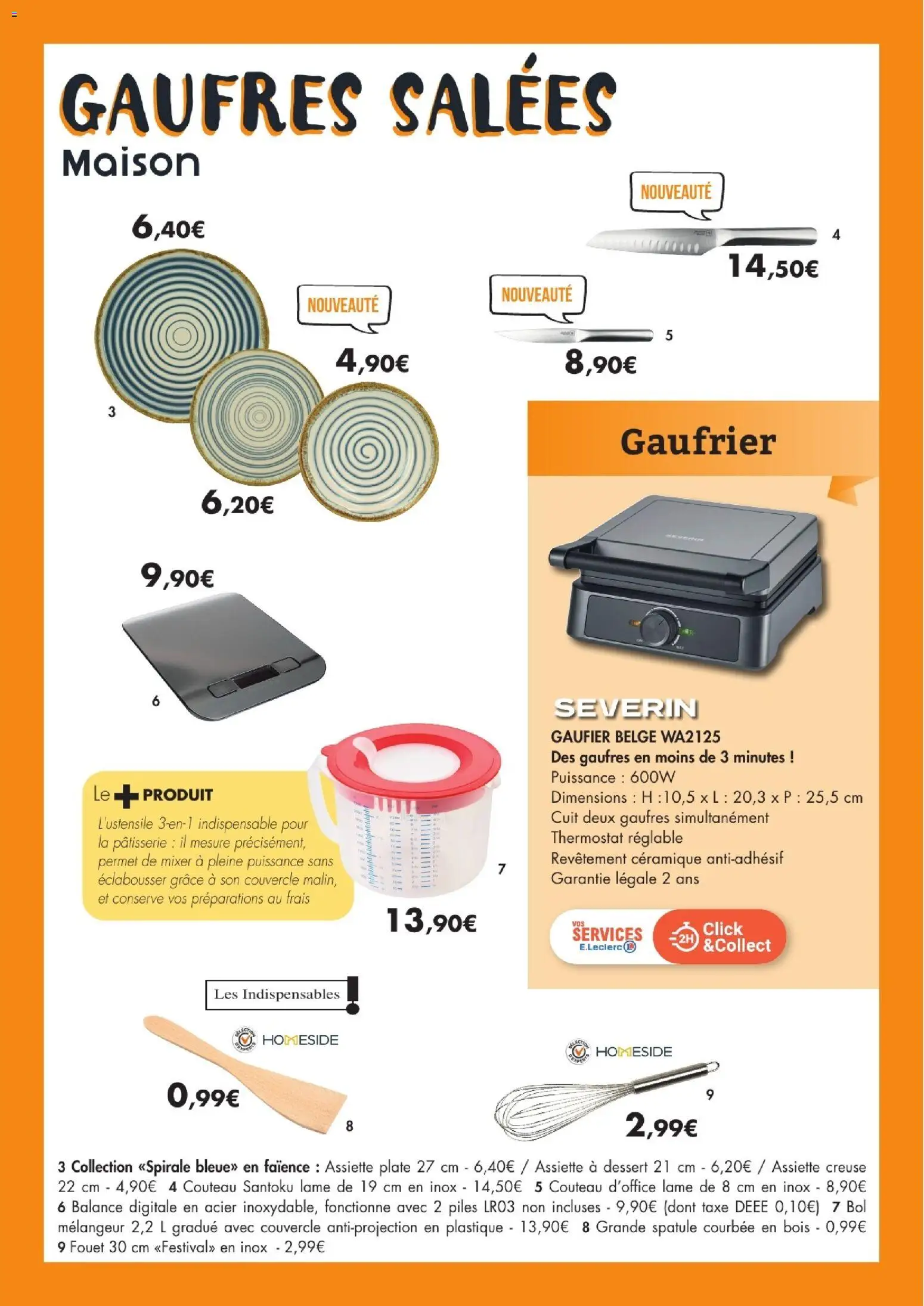 Prévisualisation de E.Leclerc La table d'automne 2026 du magasin E.Leclerc formulaire valide 01/09/2026 - Dessert, Gaufres, Gaufrier, Bol, Piles, Spatule, Couvercle, Mélangeur