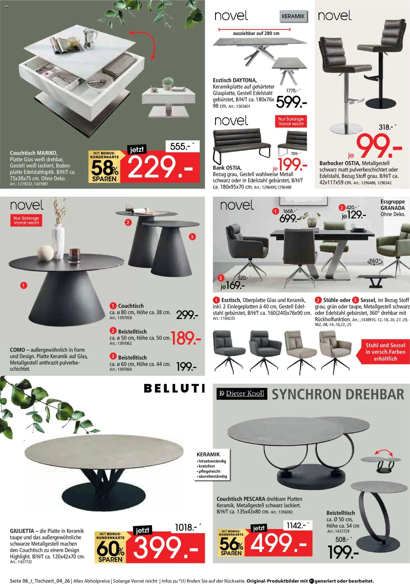 Vorschau von dem Prospekt des Geschäftes Zurbrüggen, gültig ab dem 23.10.2026 - Bilder, Couchtisch, Esstisch, Beistelltisch, Sessel, Barhocker, Stuhl, Essgruppe