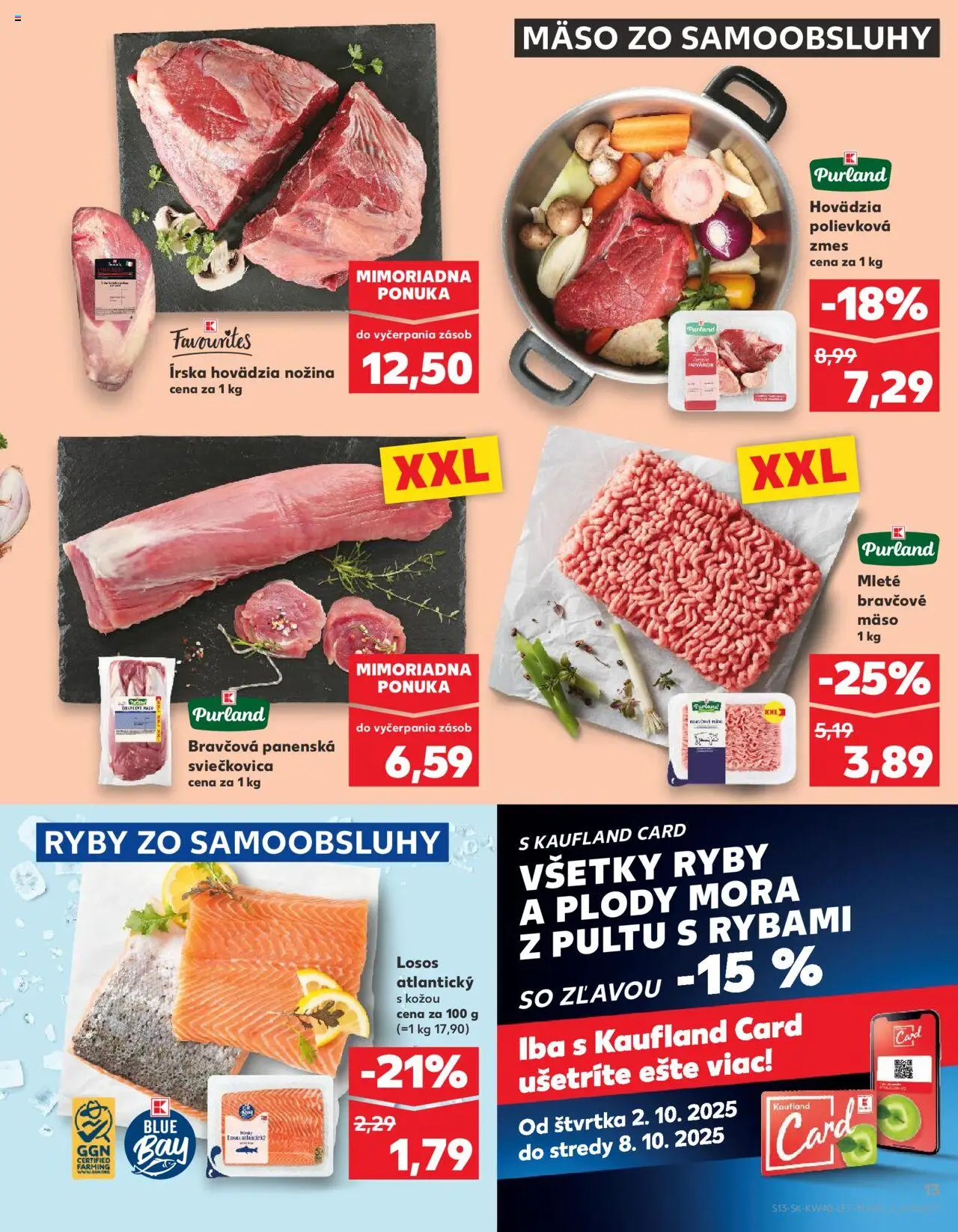 Náhľad Kaufland letáku platného od 02.10.2025 - Mäso, Ryby, Losos, Bravčové mäso