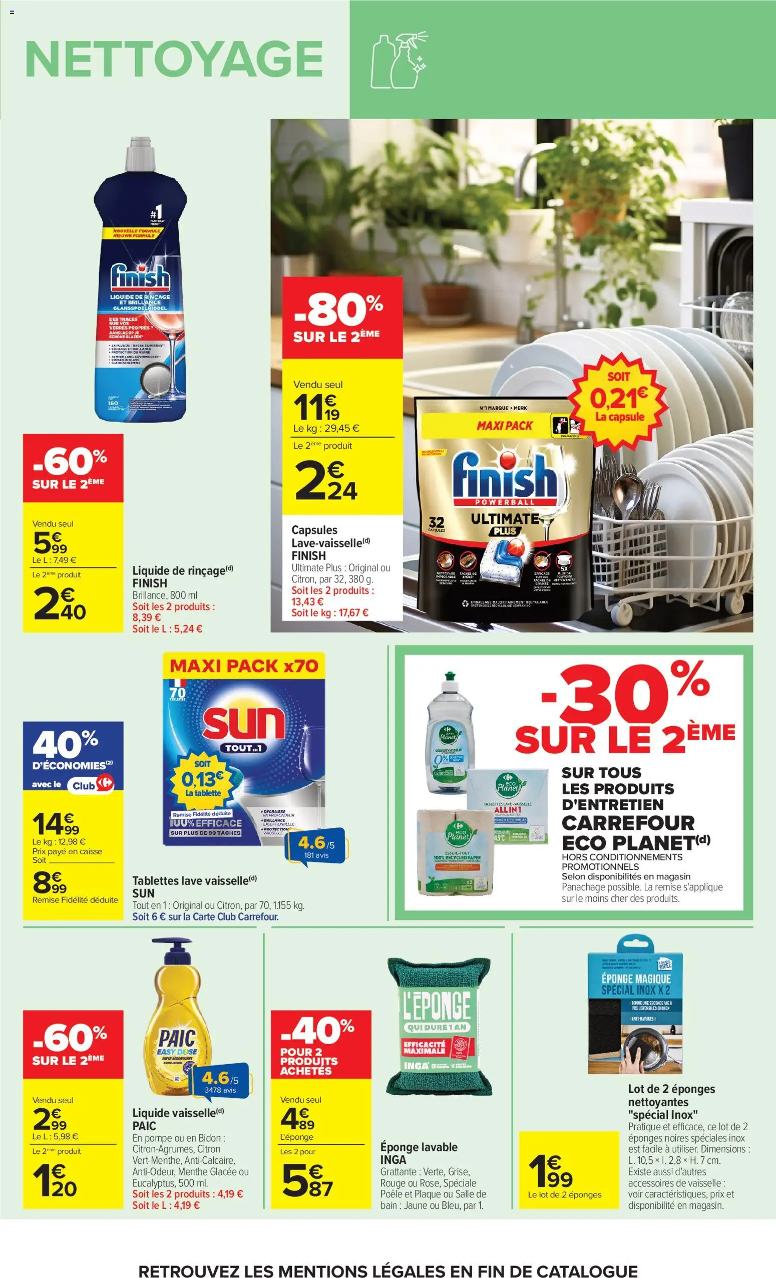Prévisualisation de Carrefour Market Petit dejeuner du magasin Carrefour Market formulaire valide 01/09/2026 - Poêle, Citron, Éponge magique, Menthe, Capsules, Eponge, Éponge lavable, Liquide de rinçage