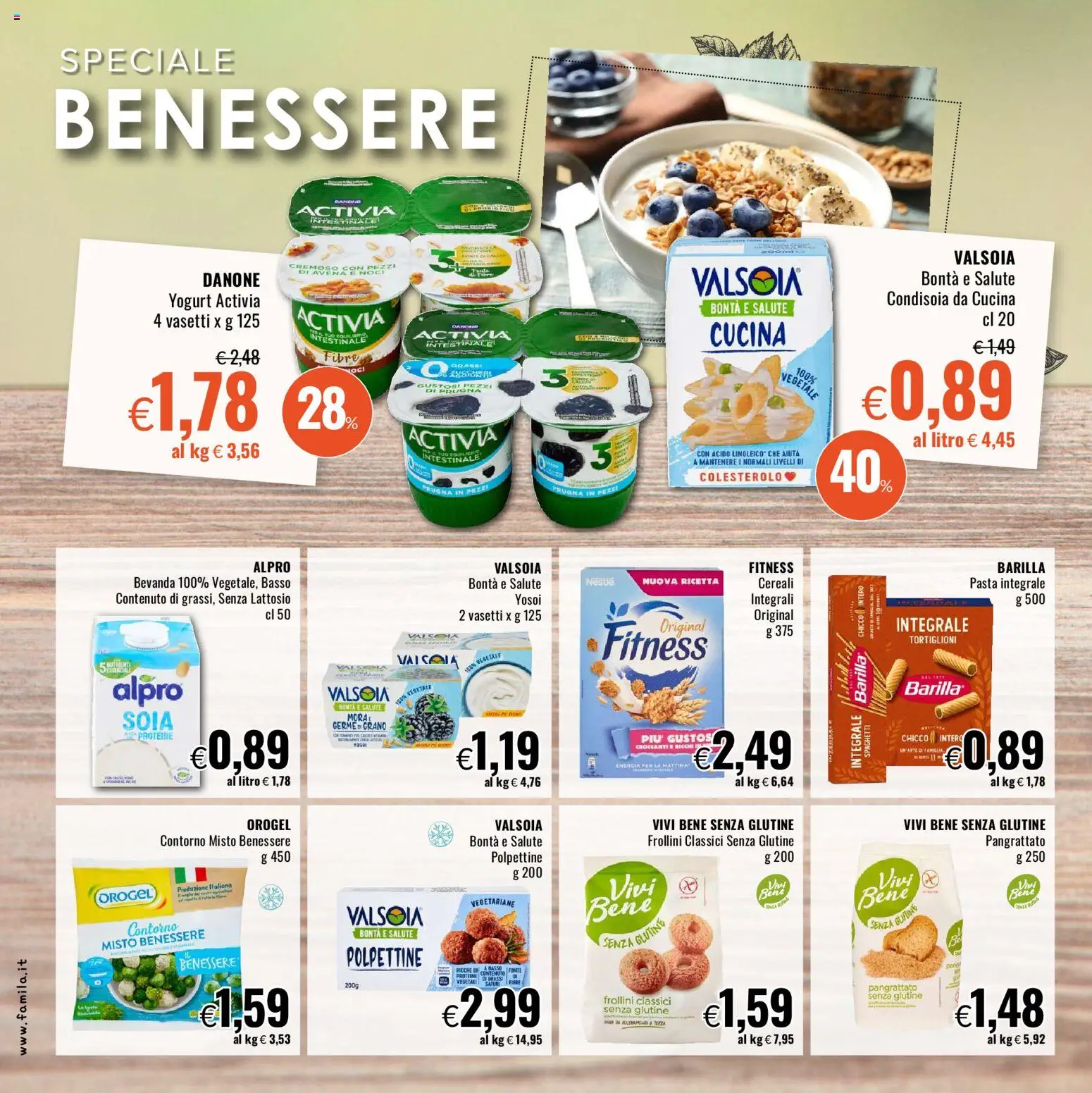 Anteprima dell'opuscolo Famila volantino Market dal negozio Famila valido da 29/10/2026 - Pasta, Senza glutine, Spaghetti, Yogurt, Cereali, Barilla, Tortiglioni, Frollini