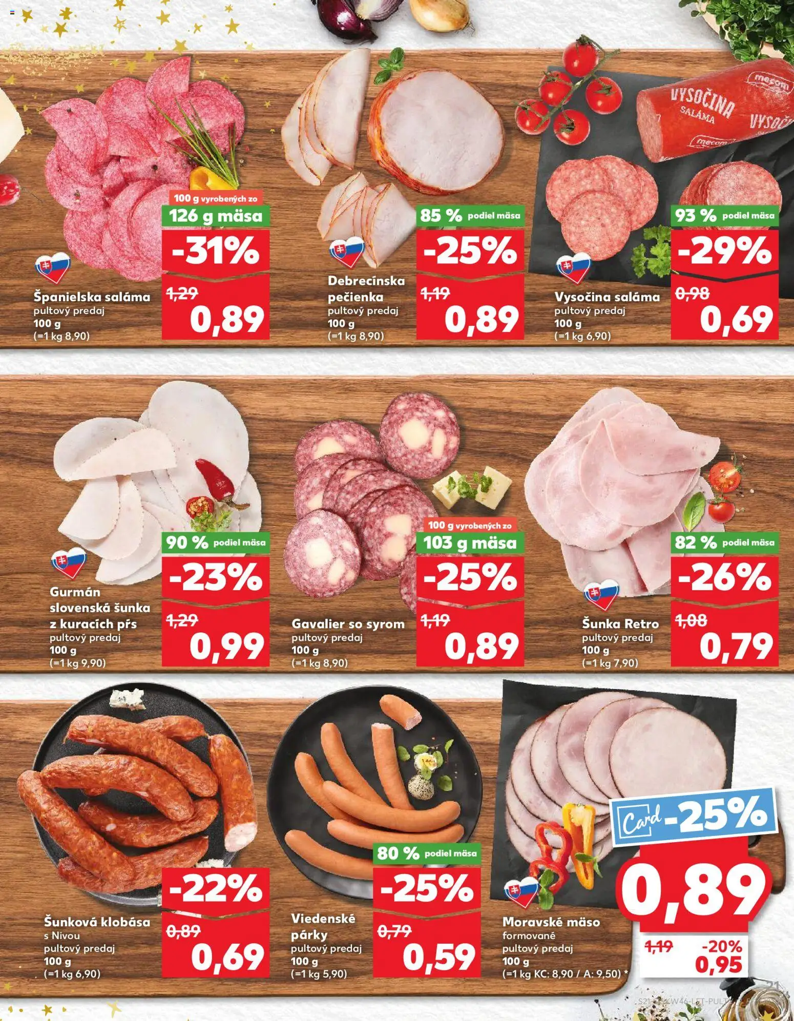 Náhľad Kaufland letáku platného od 13.11.2025 - Mäso, Klobása, Šunka, Párky, Saláma