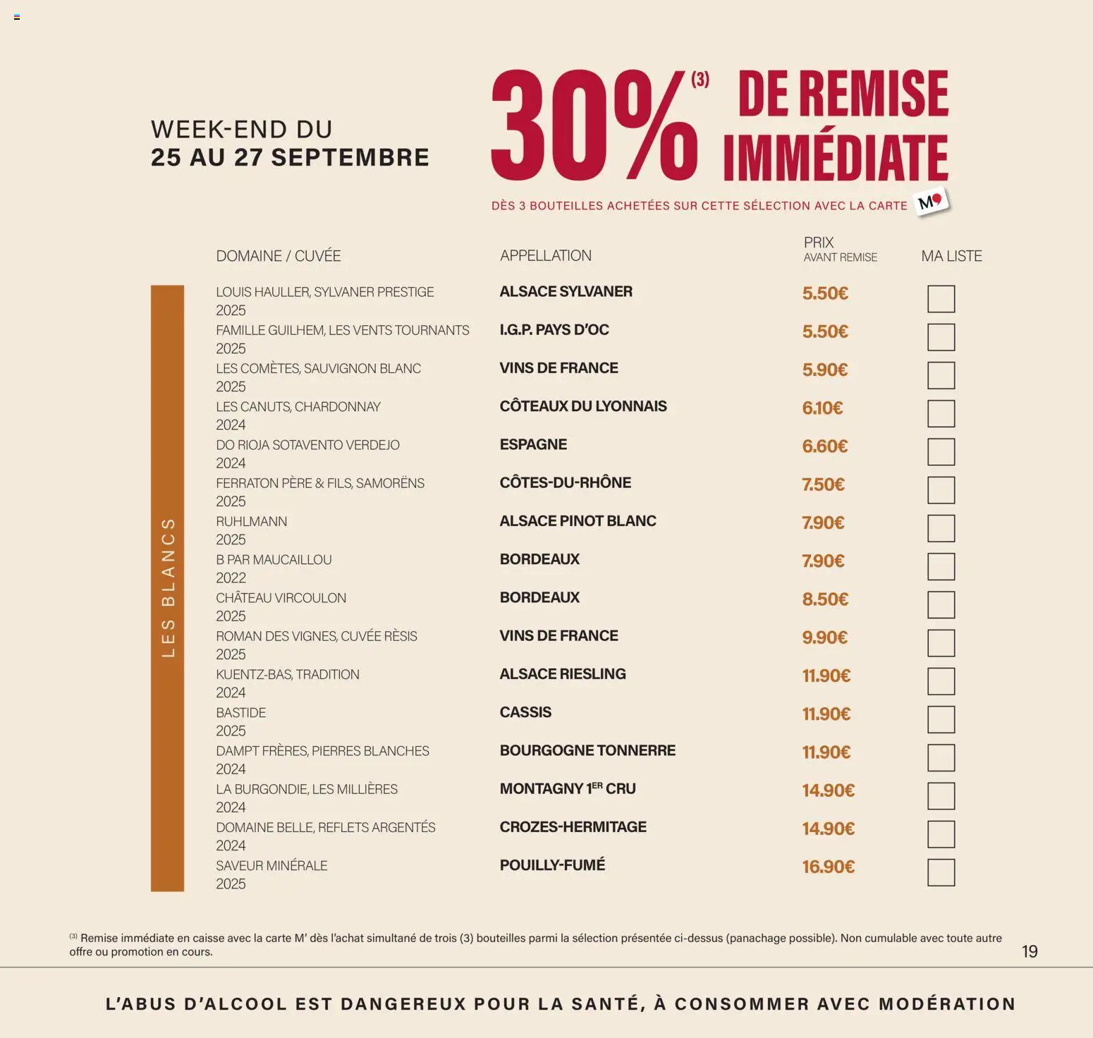 Prévisualisation de Monoprix - Calendrier foire aux vins du magasin Monoprix formulaire valide 11/09/2026 - Cassis, Bourgogne