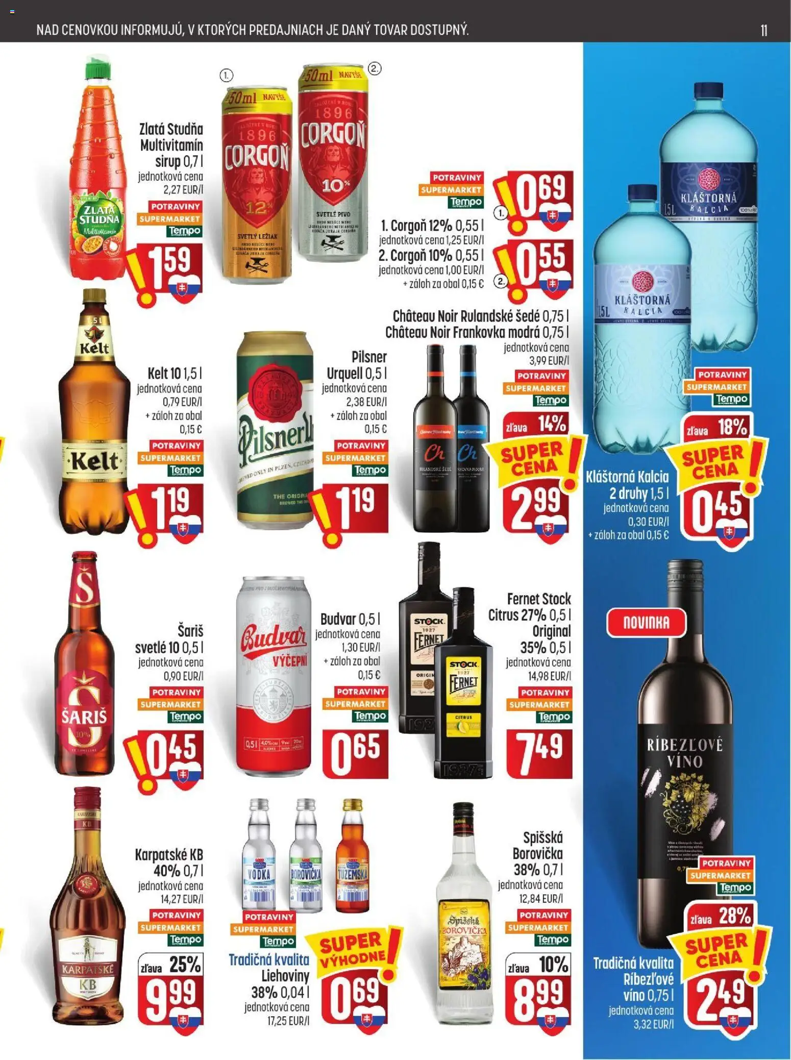 Náhľad COOP Jednota letáku platného od 29.10.2026 - Víno, Fernet, Multivitamín, Šariš, Budvar, Kelt, Corgoň, Fernet Stock