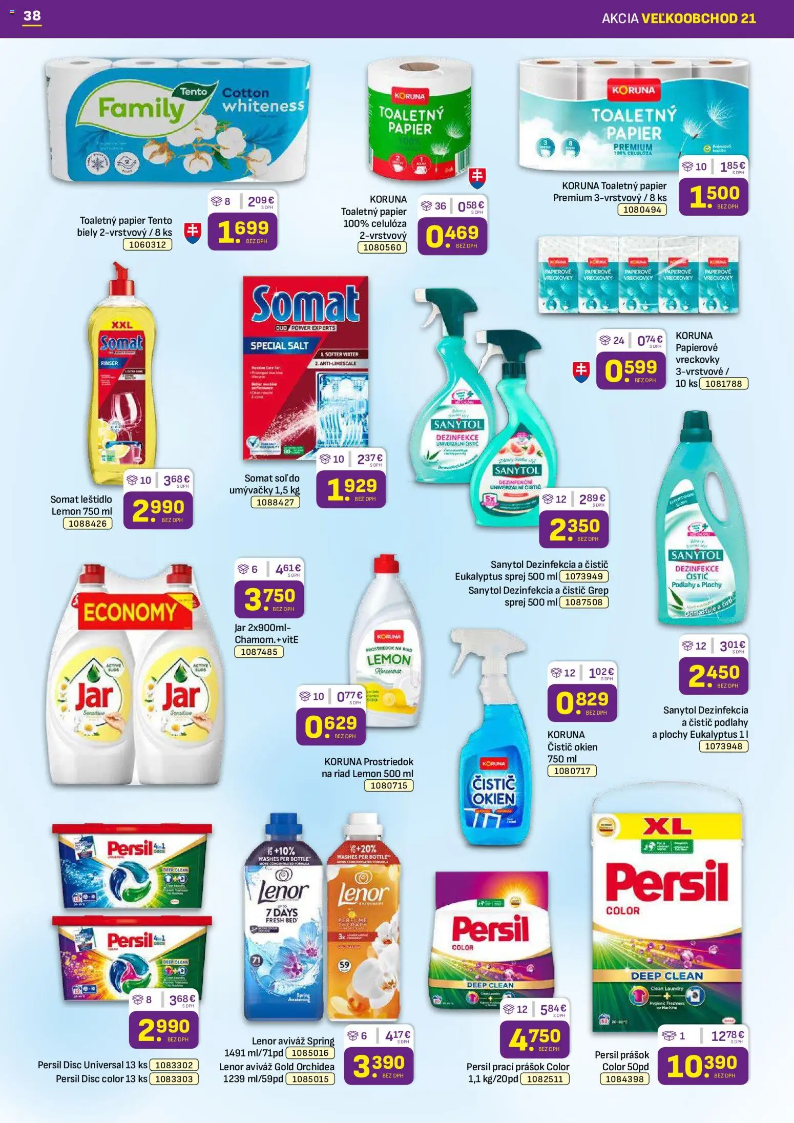 Náhľad Libex letáku platného od 19.10.2026 - Toaletný papier, Sanytol, Persil, Čistič okien, Lenor, Riad, Prací prášok, Vreckovky