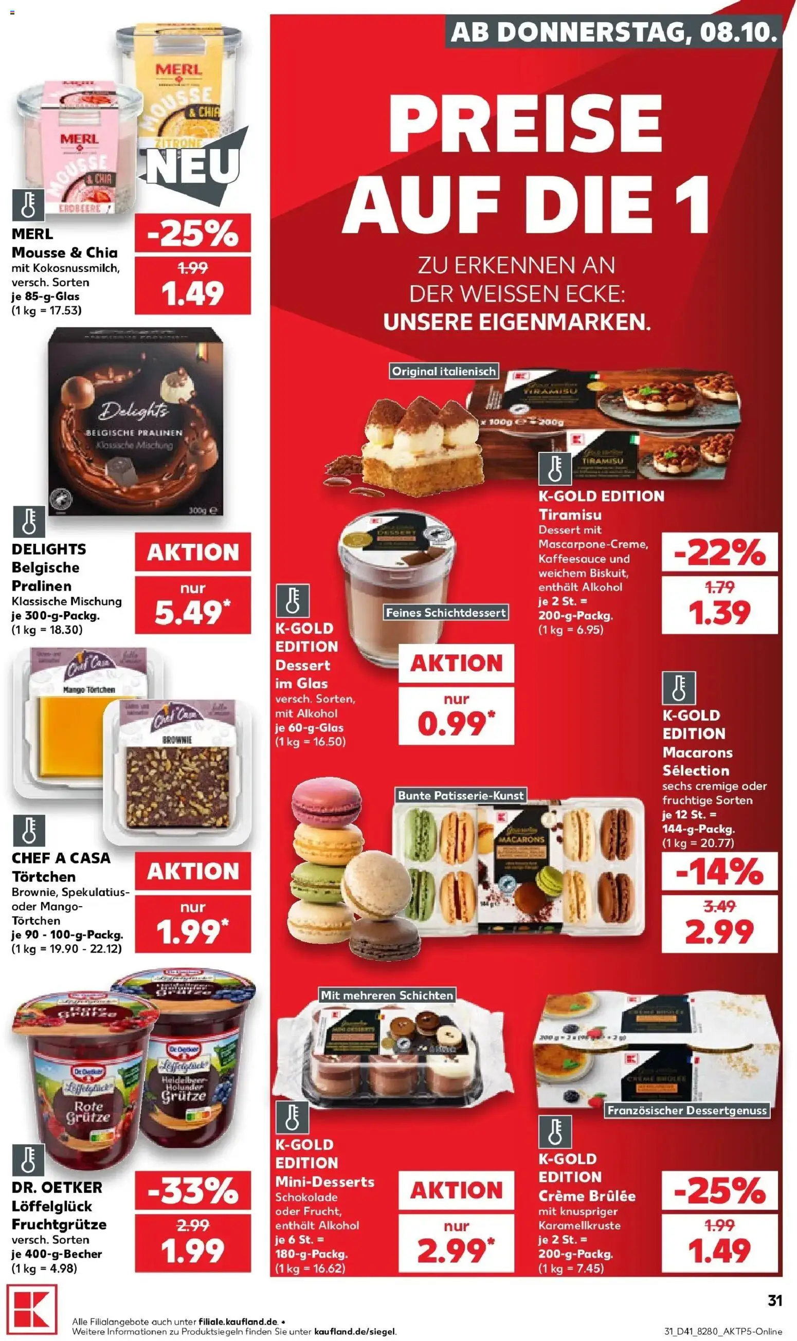 Vorschau von dem Prospekt des Geschäftes Kaufland, gültig ab dem 08.10.2026 - Mango, Schokolade, Creme brulee, Alkohol, Creme