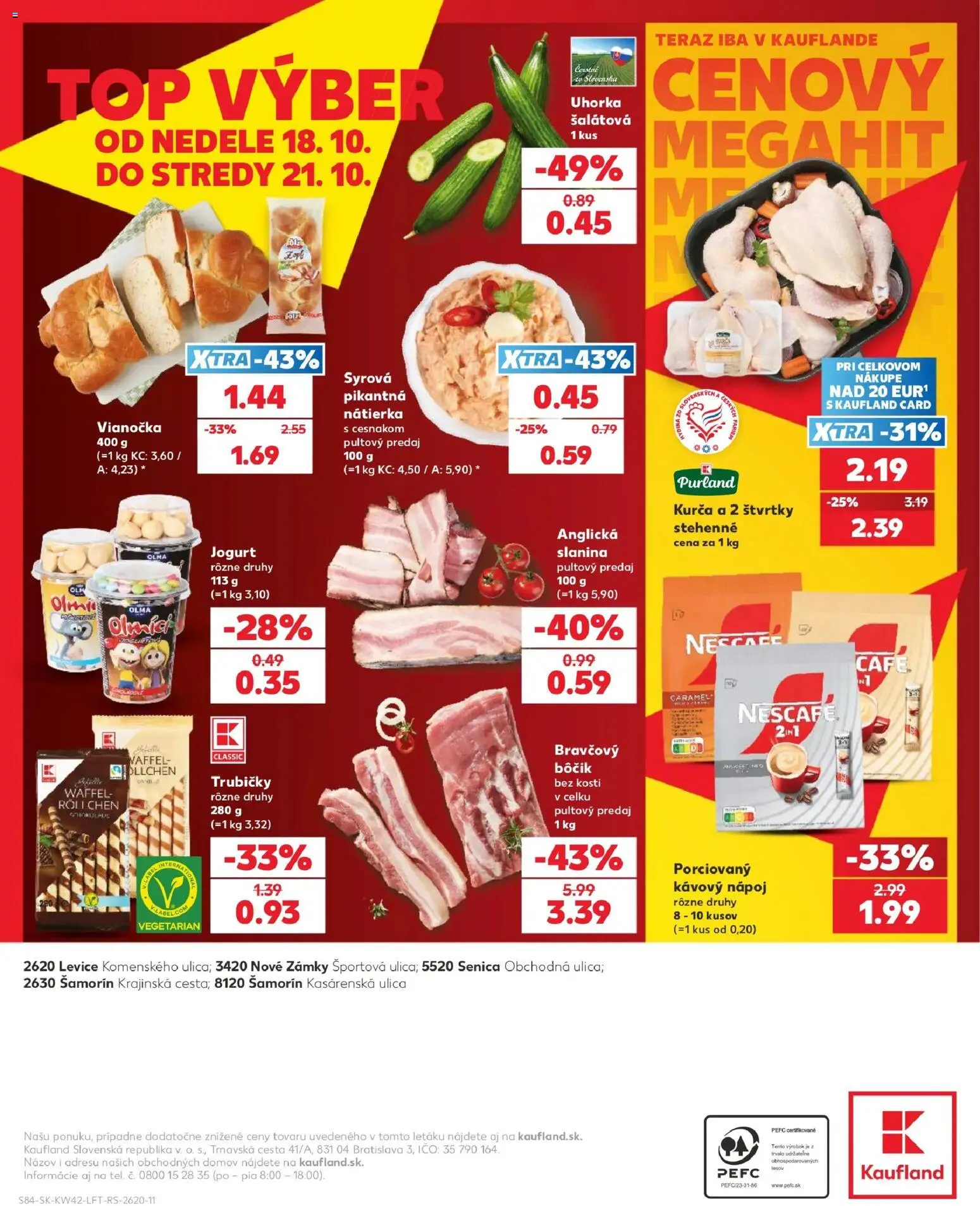 Náhľad Kaufland letáku platného od 15.10.2026 - Jogurt, Slanina, Uhorka, Trubičky, Hydina, Bôčik, Nátierka, Kurča